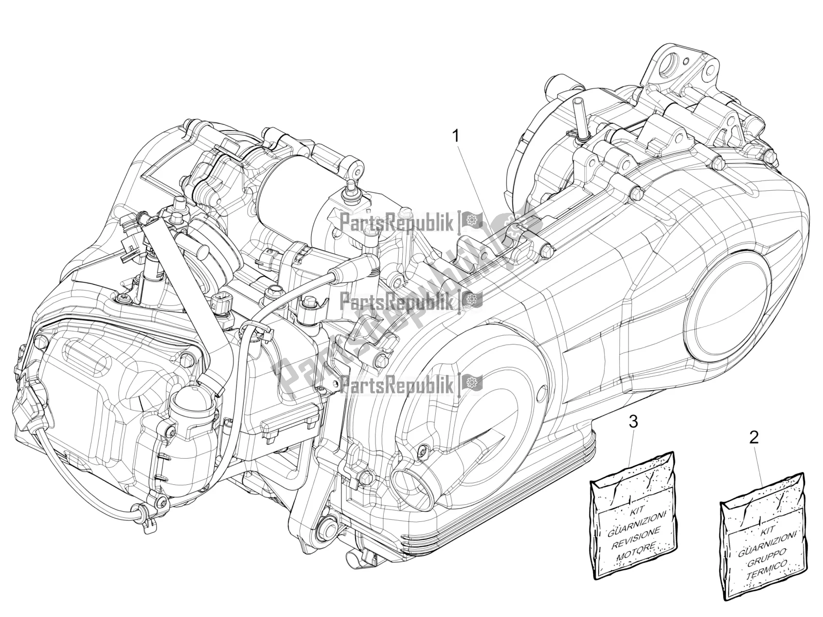 All parts for the Engine, Assembly of the Vespa Sprint 150 Iget ABS USA 2020