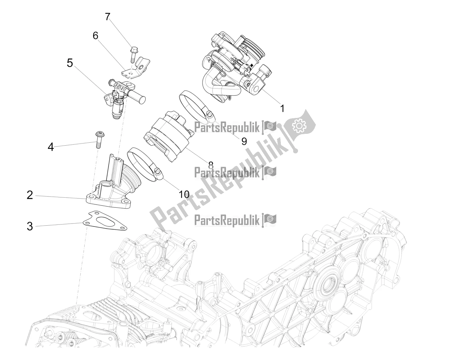 All parts for the Throttle Body - Injector - Induction Joint of the Vespa Sprint 150 Iget ABS USA 2020