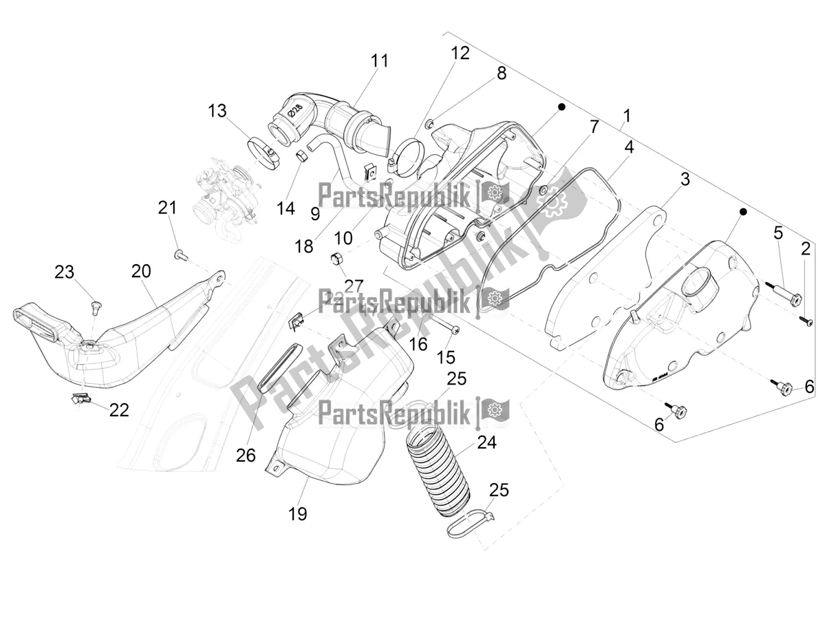 All parts for the Air Filter of the Vespa Sprint 150 Iget ABS USA 2021