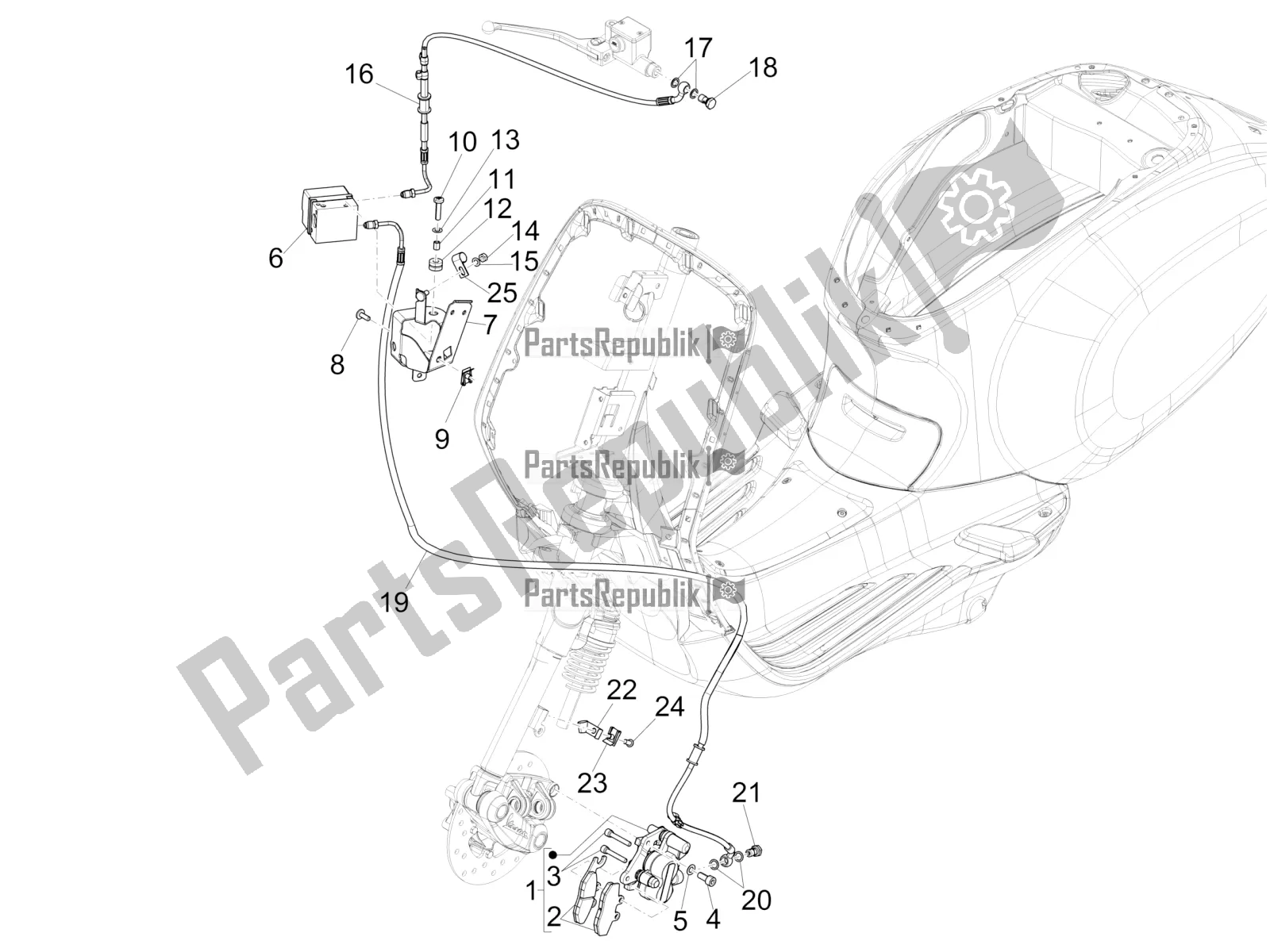 All parts for the Brakes Pipes - Calipers (abs) of the Vespa Sprint 150 Iget ABS USA 2021