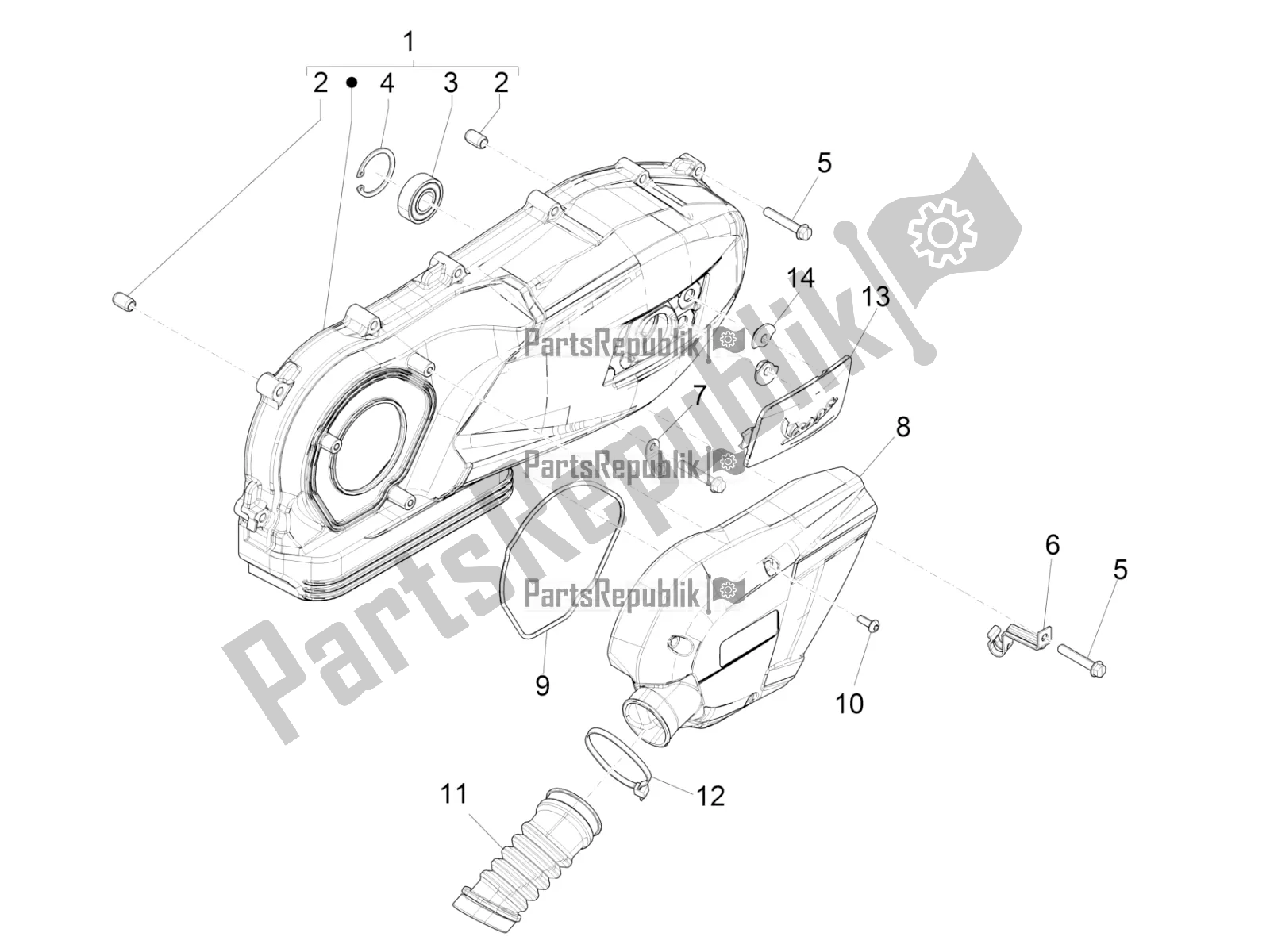 All parts for the Crankcase Cover - Crankcase Cooling of the Vespa Sprint 150 Iget ABS USA 2021