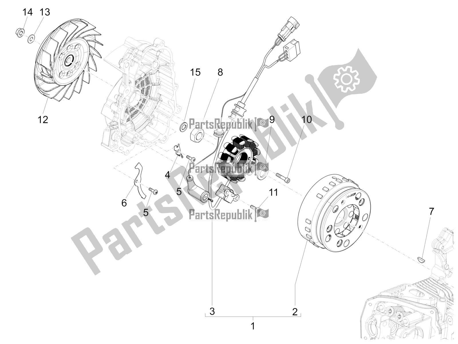 All parts for the Flywheel Magneto of the Vespa Sprint 150 Iget ABS USA 2021