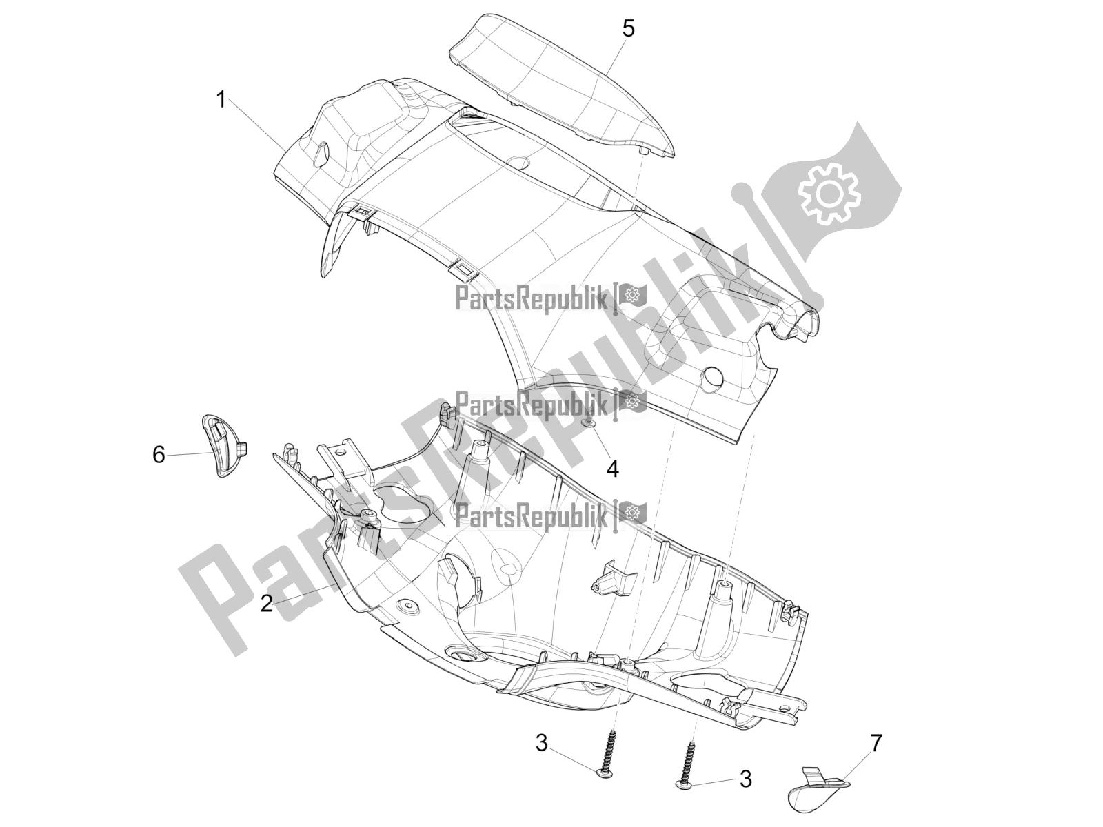 Todas as partes de Coberturas De Guidão do Vespa Sprint 150 Iget ABS USA 2021