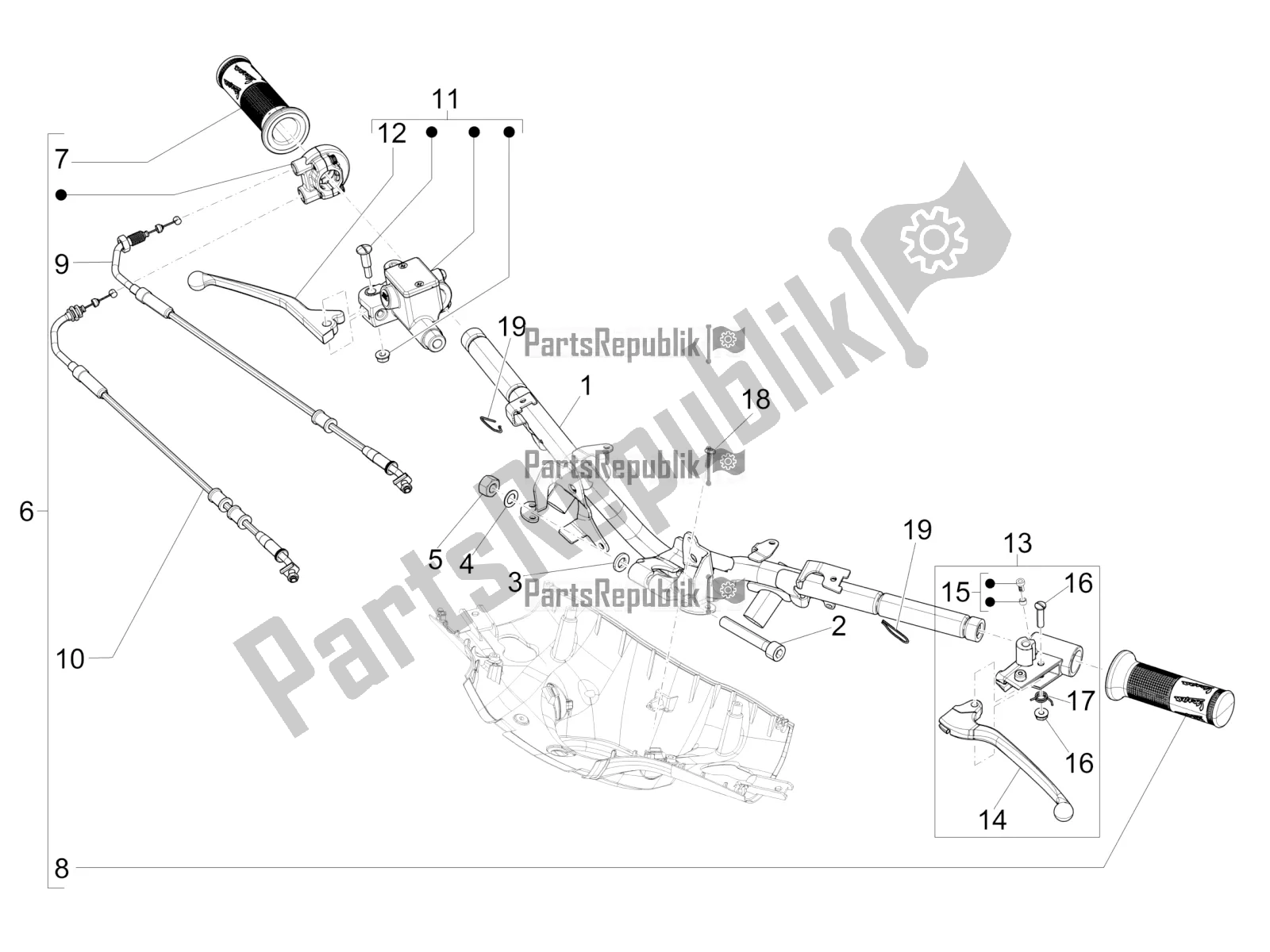 Wszystkie części do Kierownica - Master Cil. Vespa Sprint 150 Iget ABS USA 2021