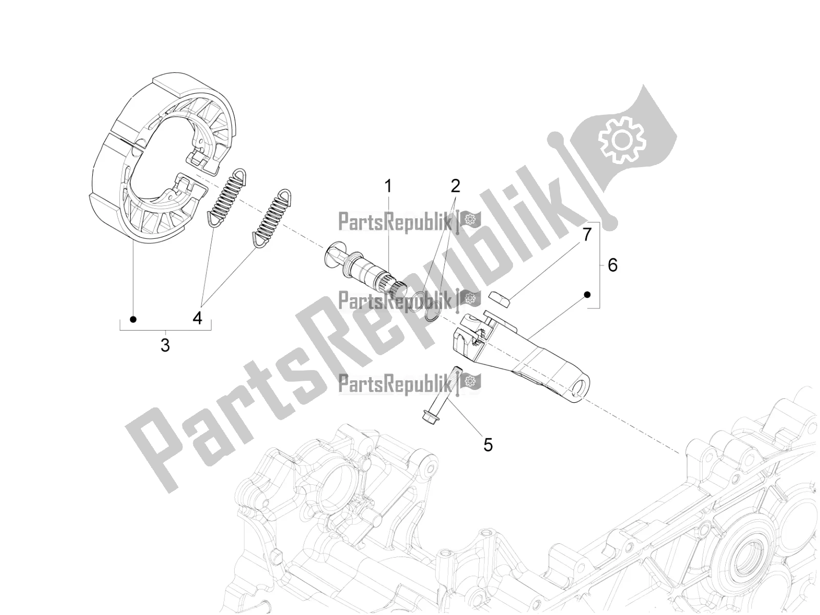 All parts for the Rear Brake - Brake Jaw of the Vespa Sprint 150 Iget ABS USA 2021