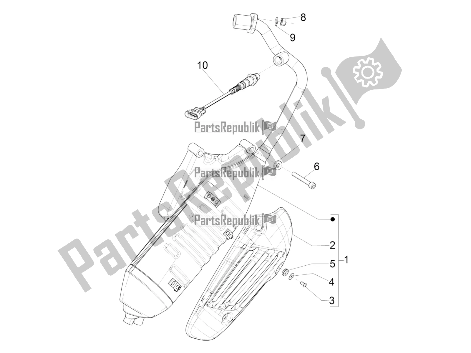 All parts for the Silencer of the Vespa Sprint 150 Iget ABS USA 2021