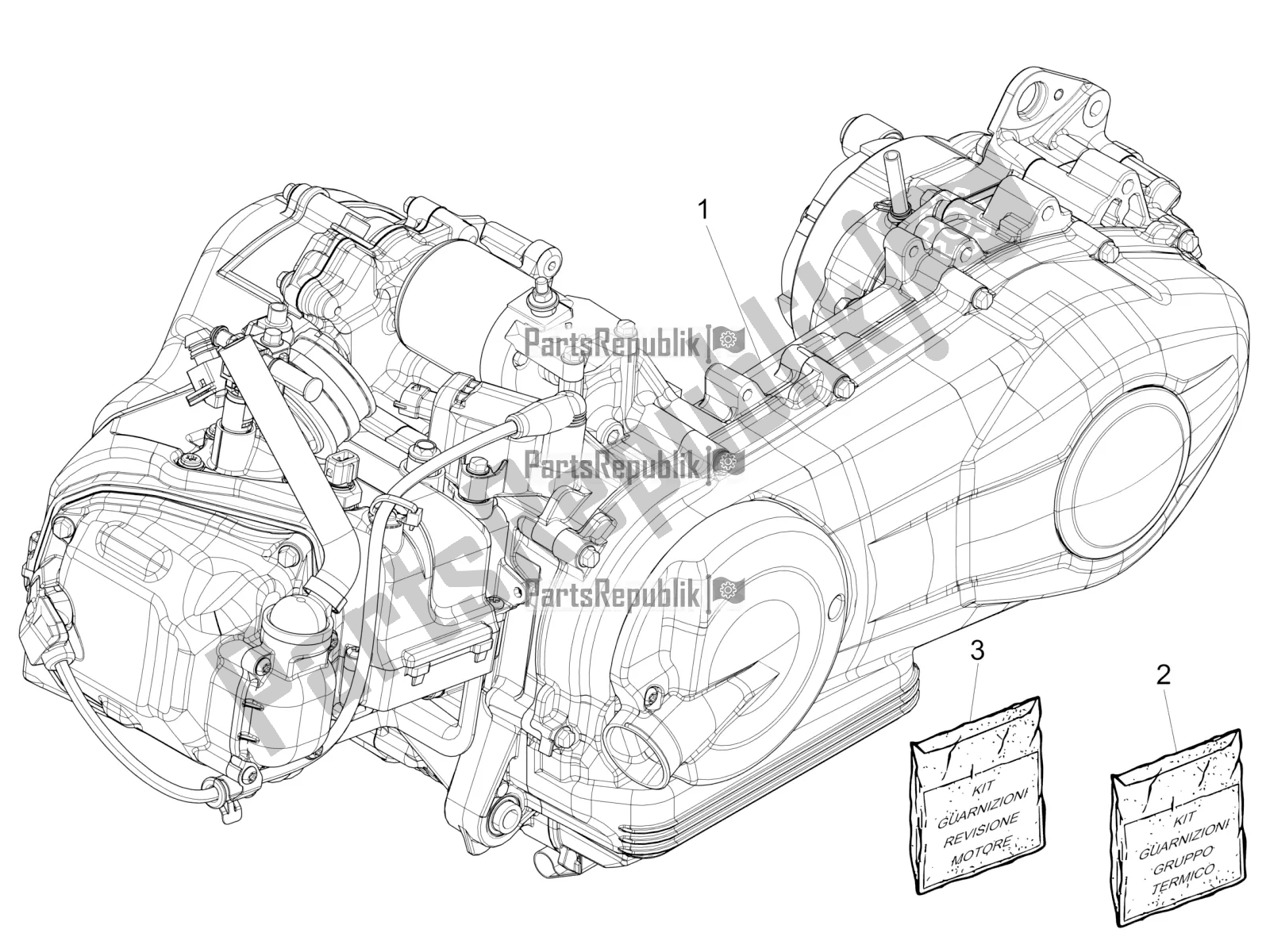 All parts for the Engine, Assembly of the Vespa Sprint 150 Iget ABS USA 2022