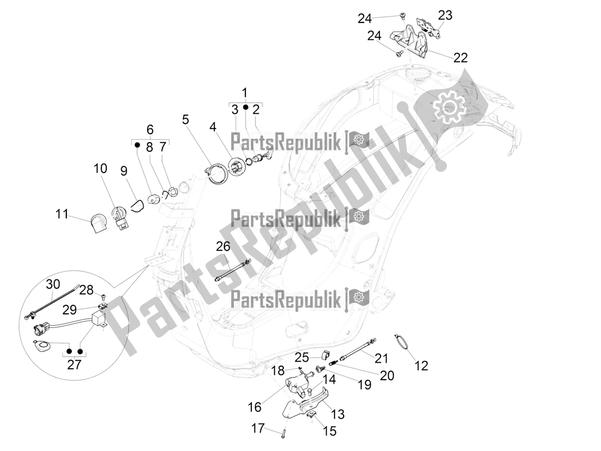 Todas as partes de Fechaduras do Vespa Sprint 150 Iget ABS USA 2022