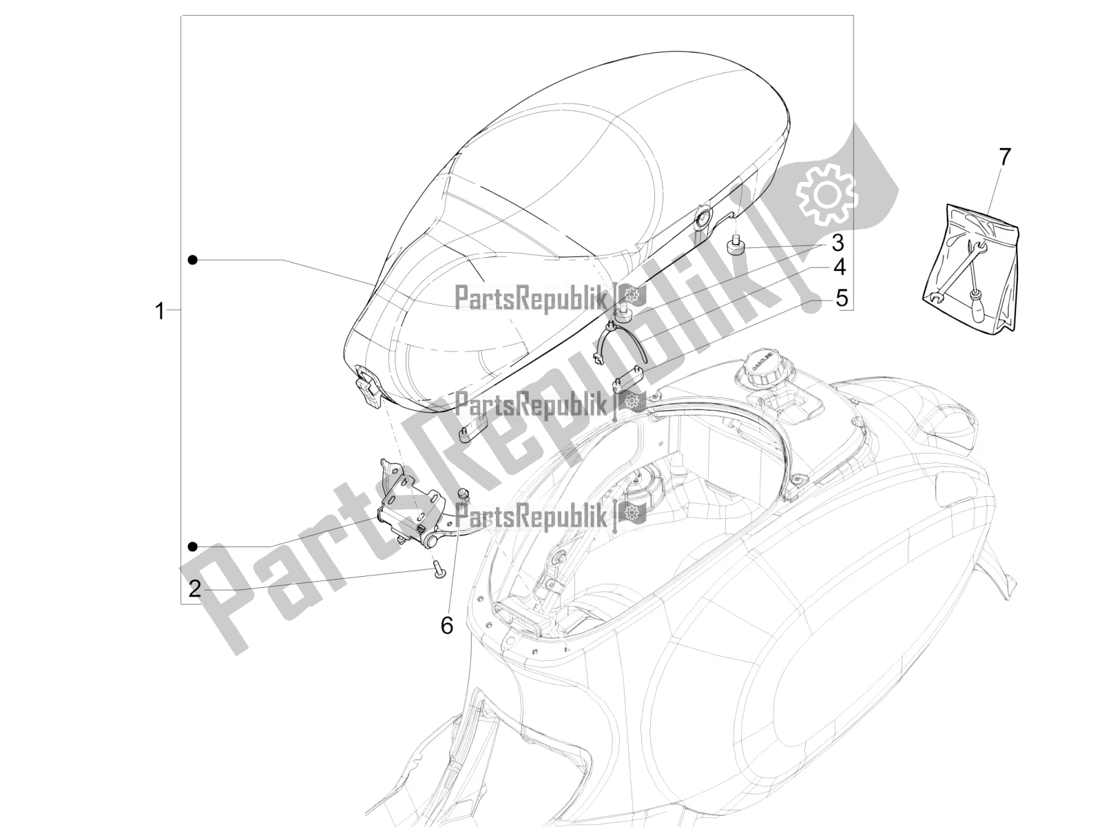 All parts for the Saddle/seats of the Vespa Sprint 150 Iget ABS USA 2022