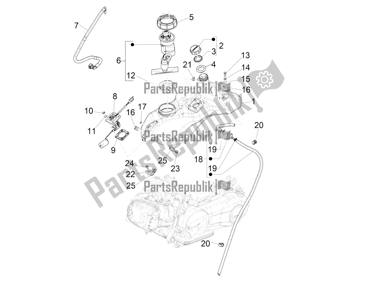 Tutte le parti per il Serbatoio Di Carburante del Vespa Sprint 150 Racing Sixties 2021
