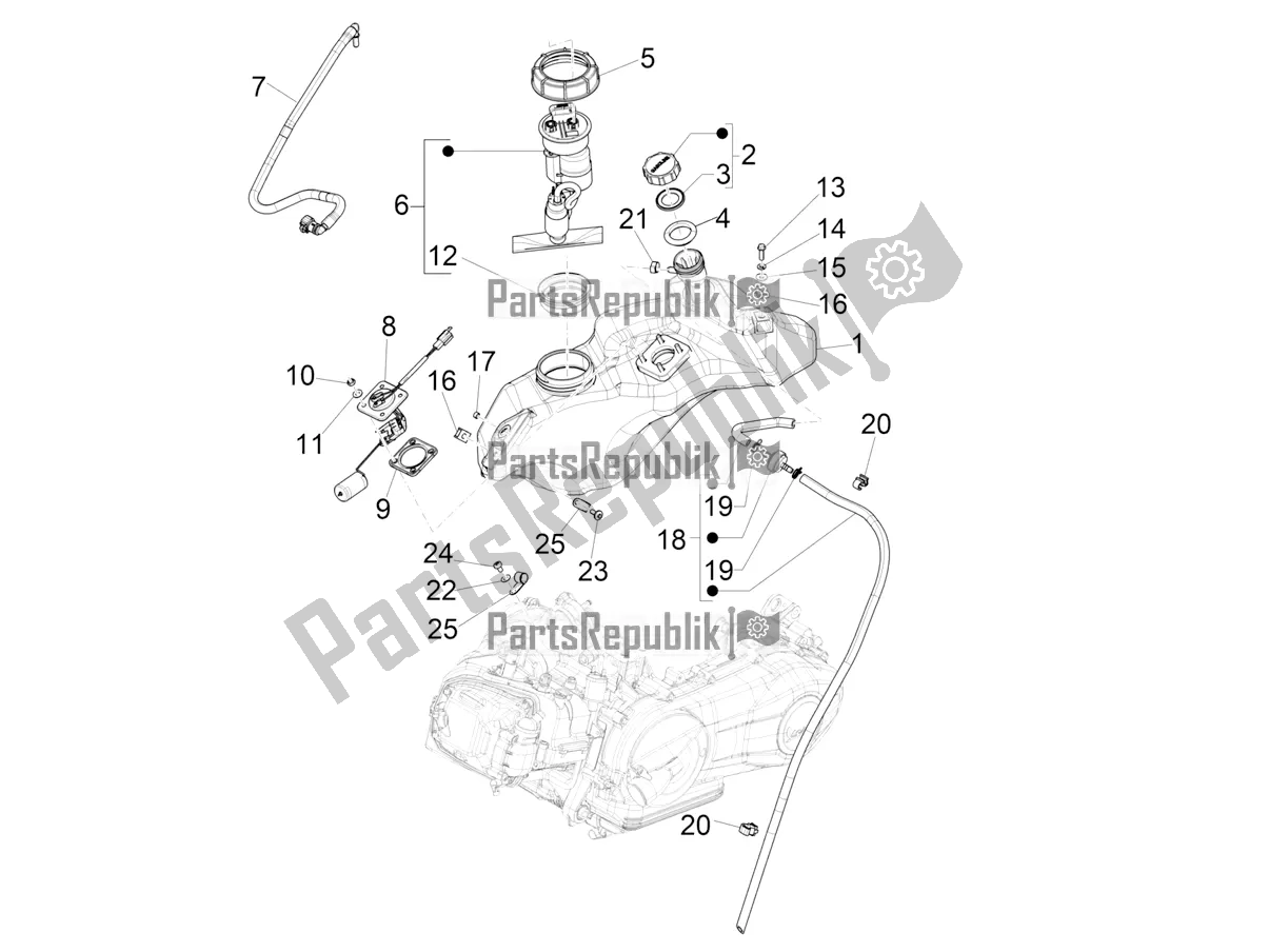 Todas as partes de Tanque De Combustível do Vespa Sprint 150 Racing Sixties 2021