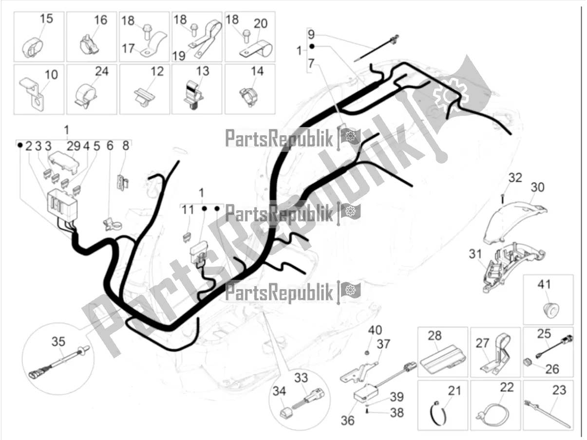 Tutte le parti per il Cablaggio Principale del Vespa Sprint 150 Racing Sixties 2021