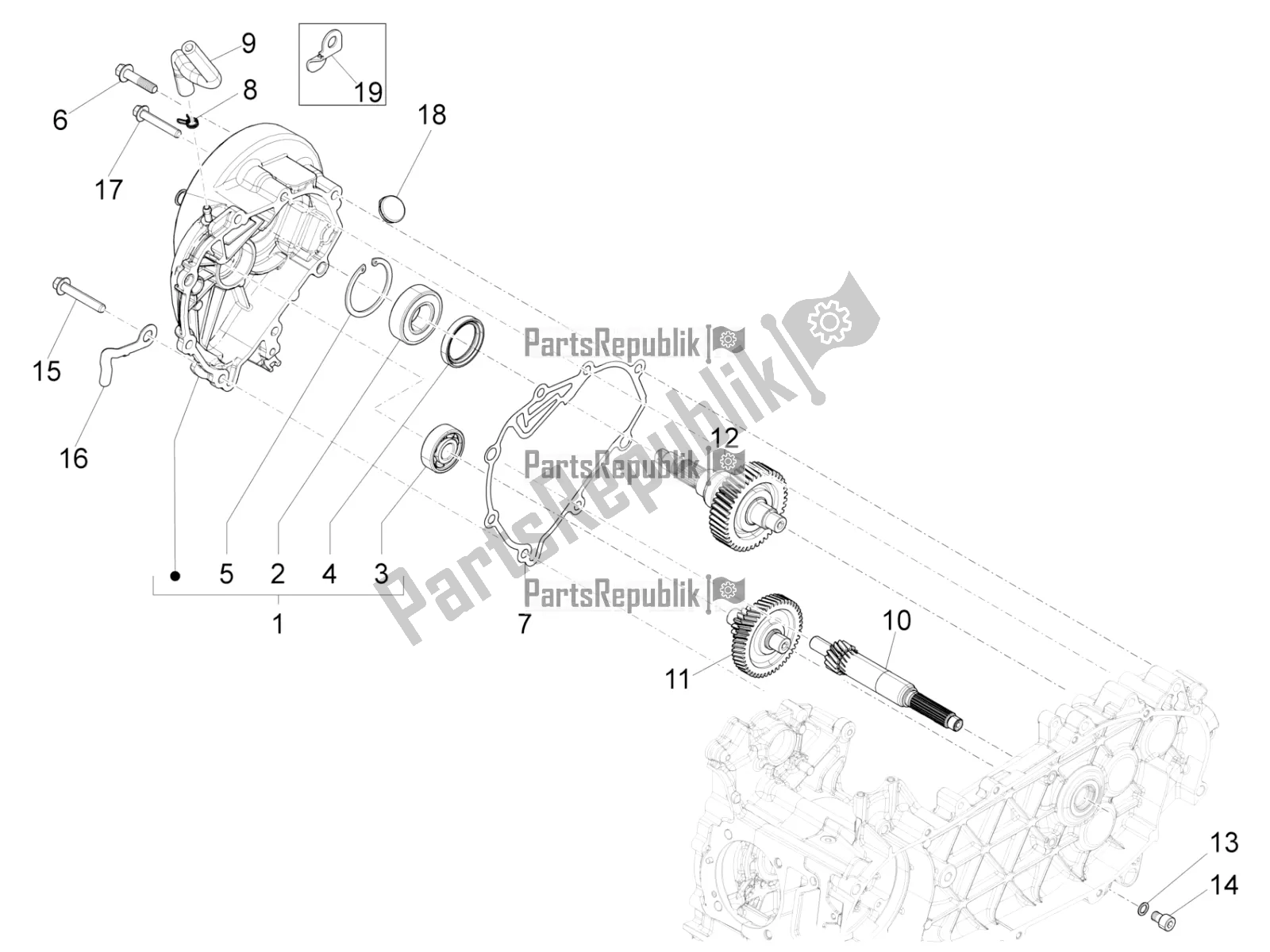 Tutte le parti per il Unità Di Riduzione del Vespa Sprint 150 Racing Sixties 2021