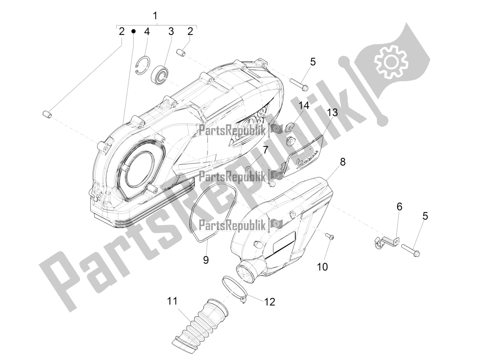 All parts for the Crankcase Cover - Crankcase Cooling of the Vespa Sprint 150 Racing Sixties 2022