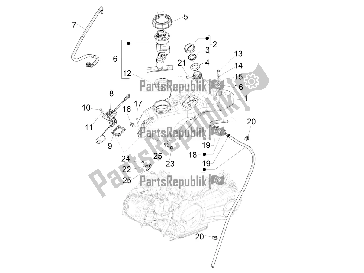 All parts for the Fuel Tank of the Vespa Sprint 150 Racing Sixties 2022