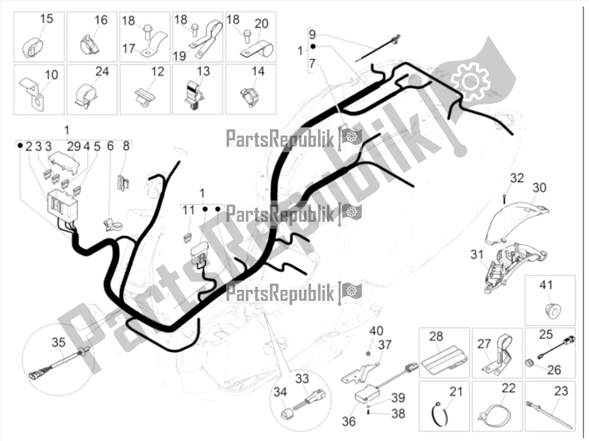 Tutte le parti per il Cablaggio Principale del Vespa Sprint 150 Racing Sixties 2022
