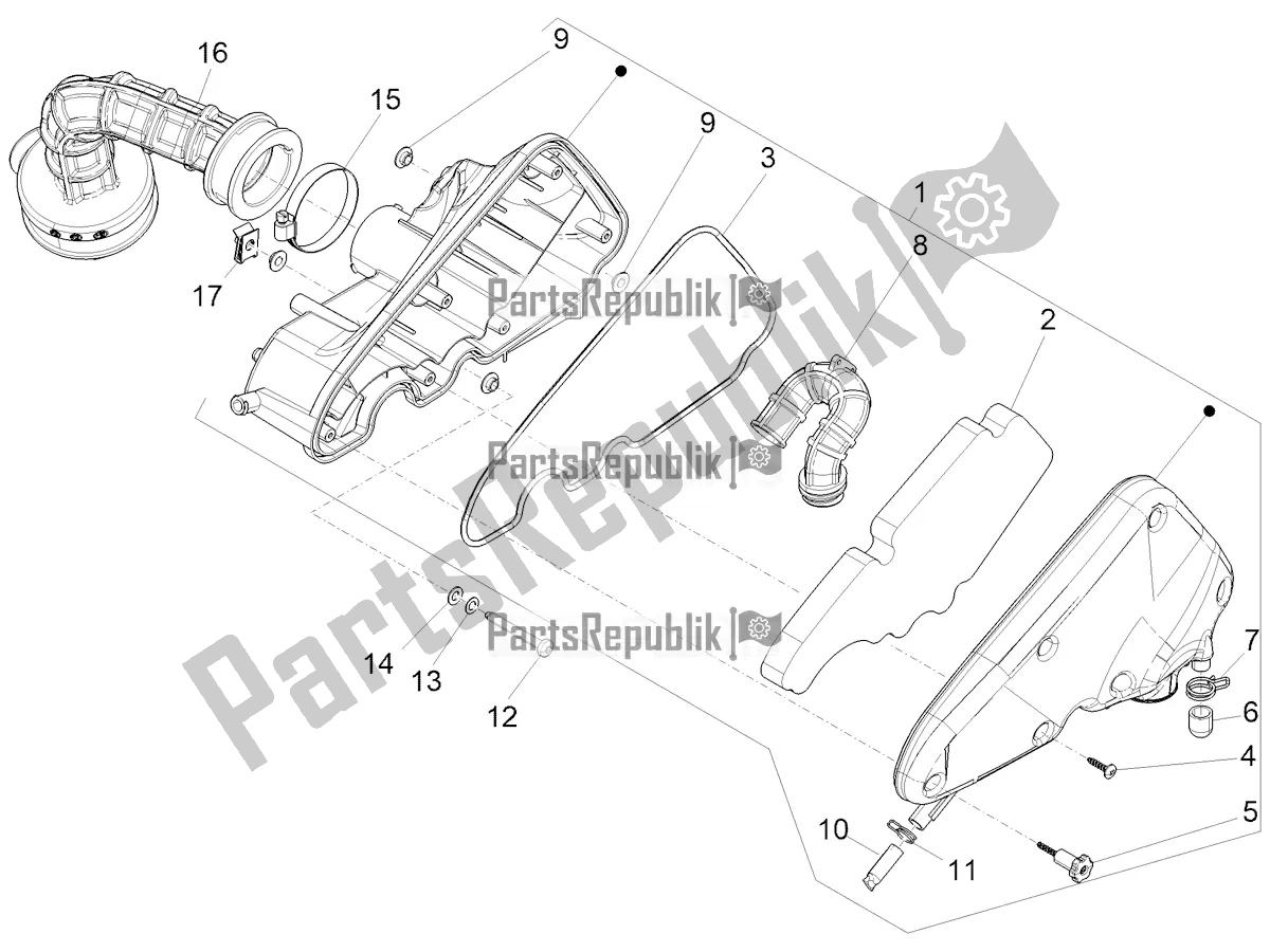 All parts for the Air Filter of the Vespa Sprint 50 25 KM/H 2020