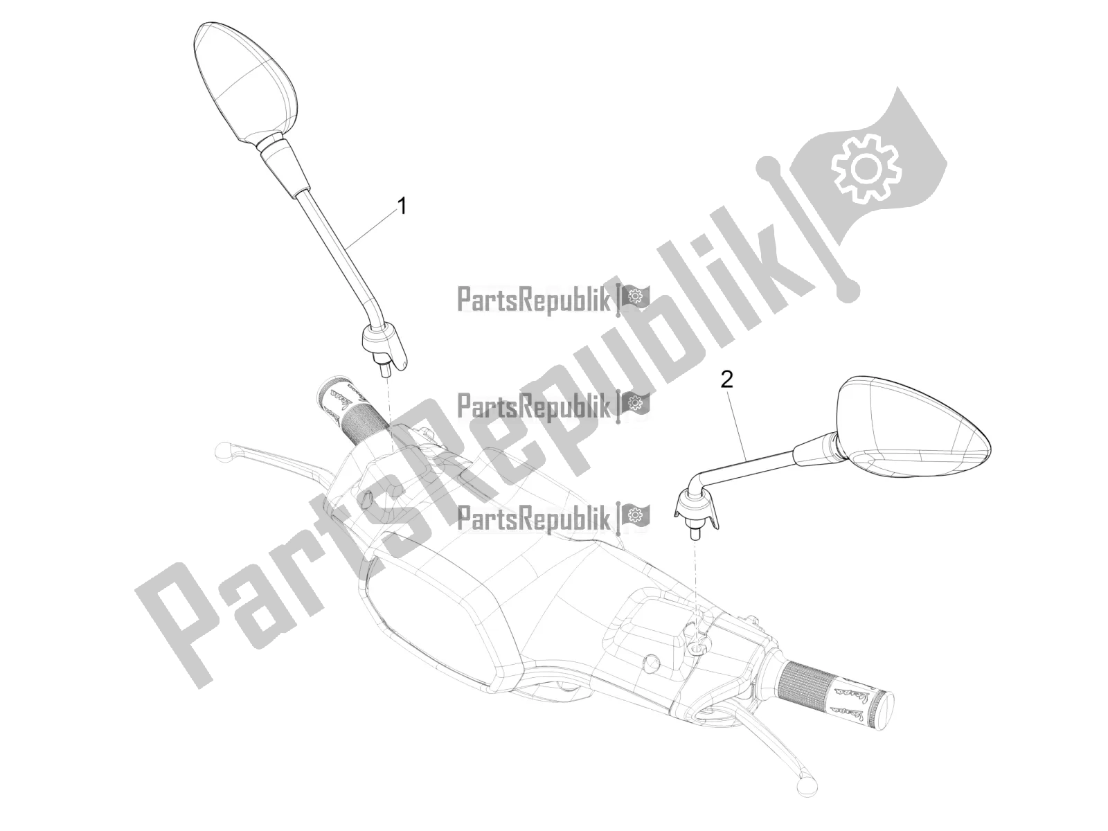 Toutes les pièces pour le Miroir (s) De Conduite du Vespa Sprint 50 25 KM/H 2020