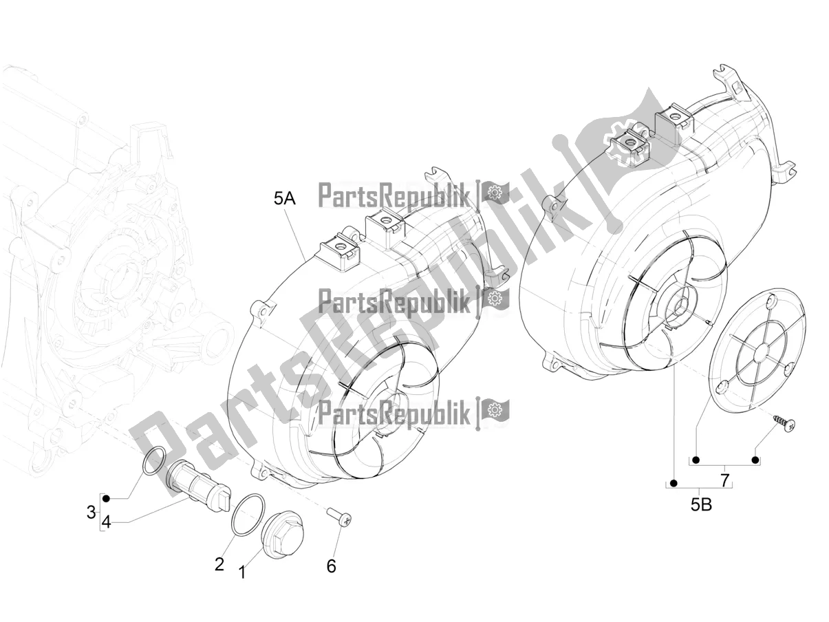 Toutes les pièces pour le Couvercle Magnéto Volant - Filtre à Huile du Vespa Sprint 50 25 KM/H 2020