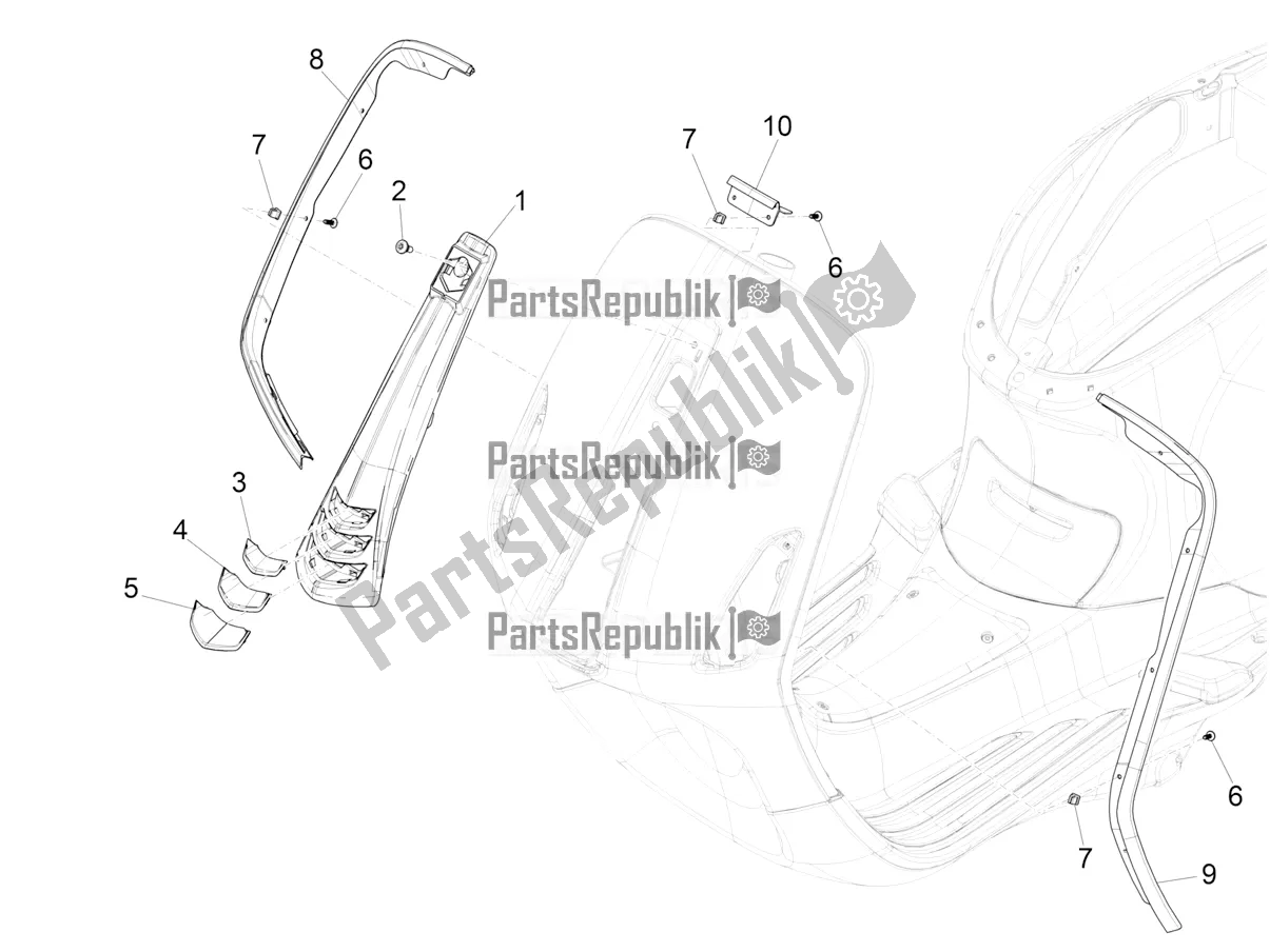 Toutes les pièces pour le Bouclier Avant du Vespa Sprint 50 25 KM/H 2020