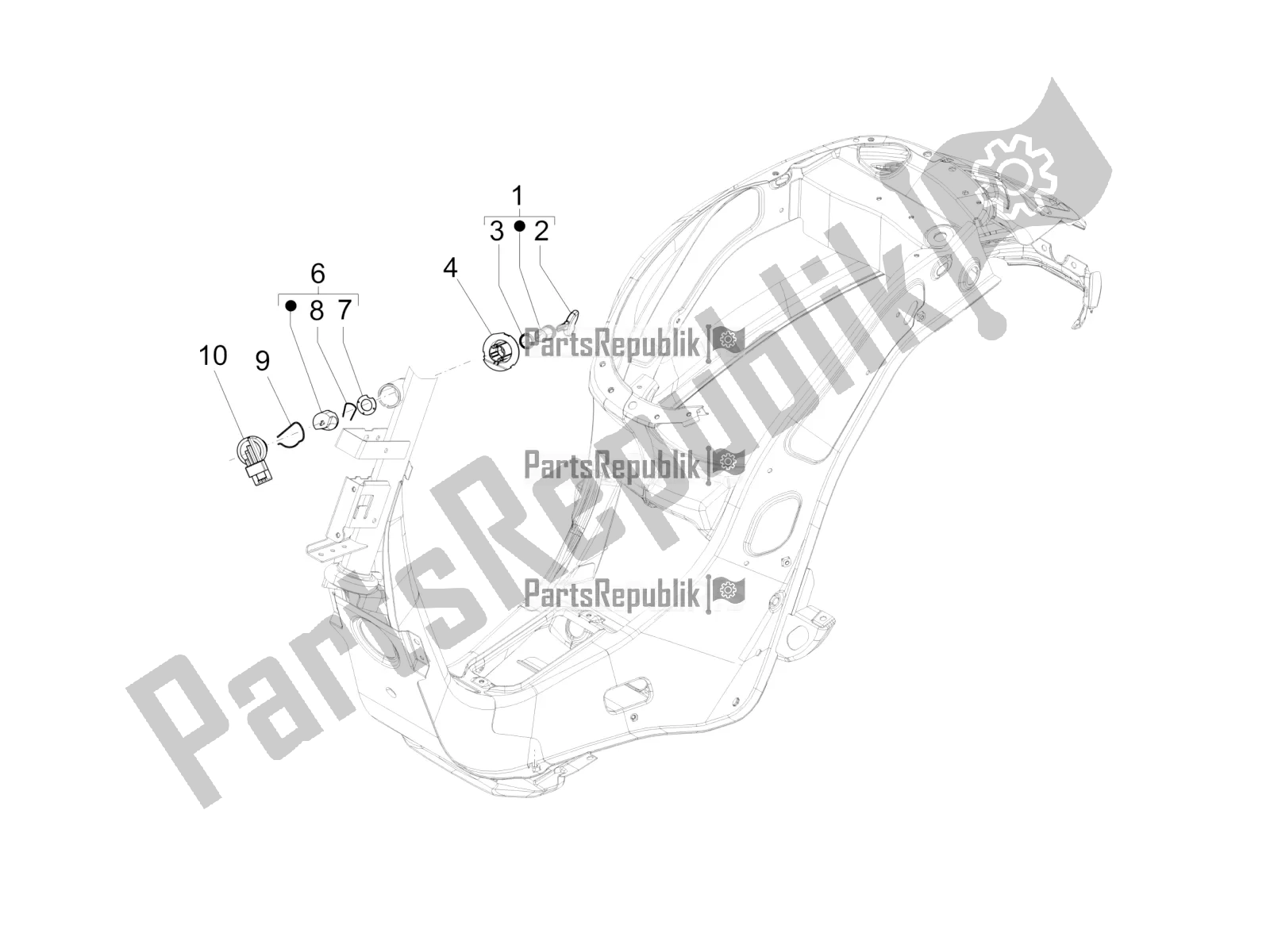 All parts for the Locks of the Vespa Sprint 50 25 KM/H 2020