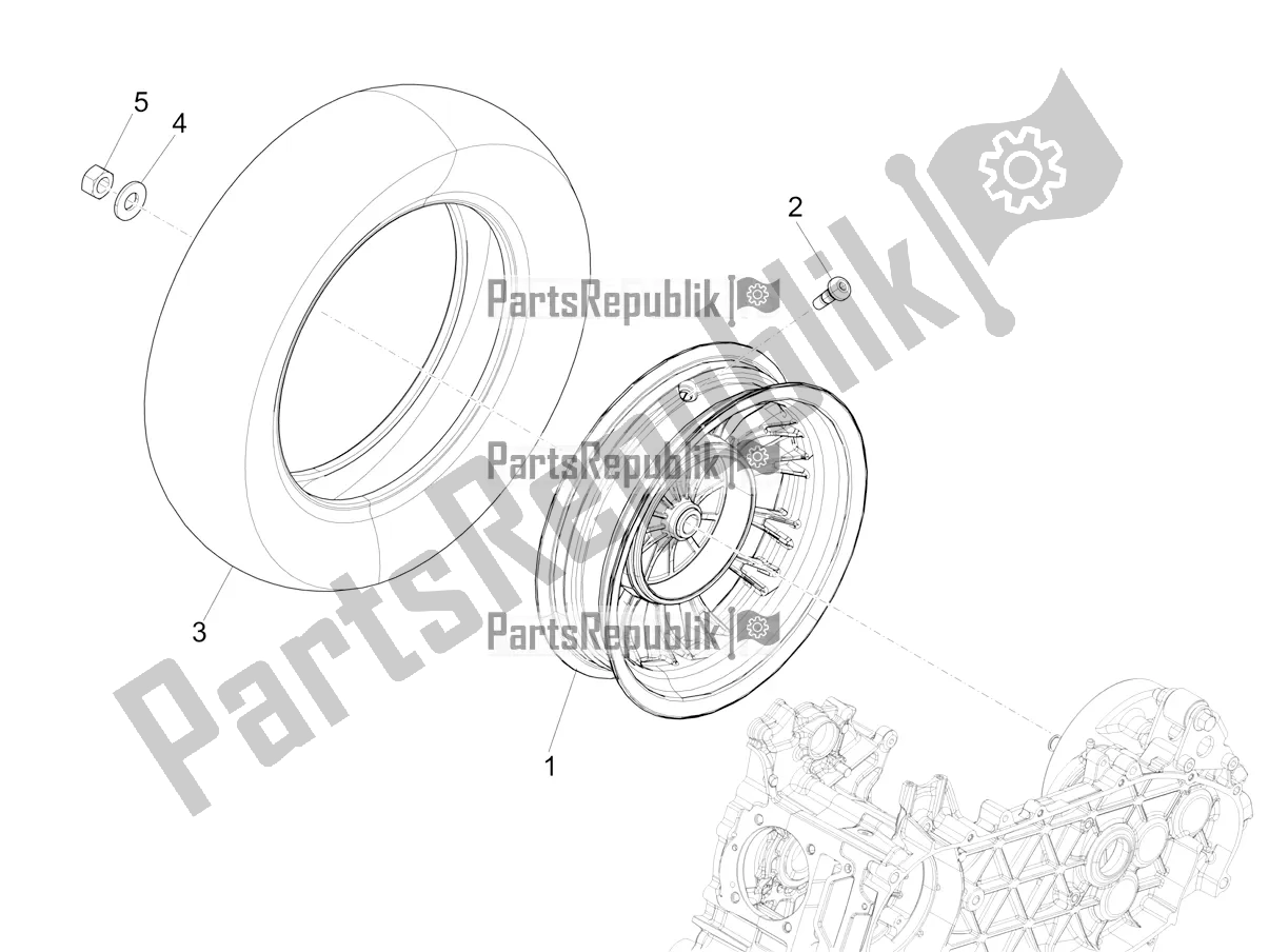 Alle onderdelen voor de Achterwiel van de Vespa Sprint 50 25 KM/H 2020