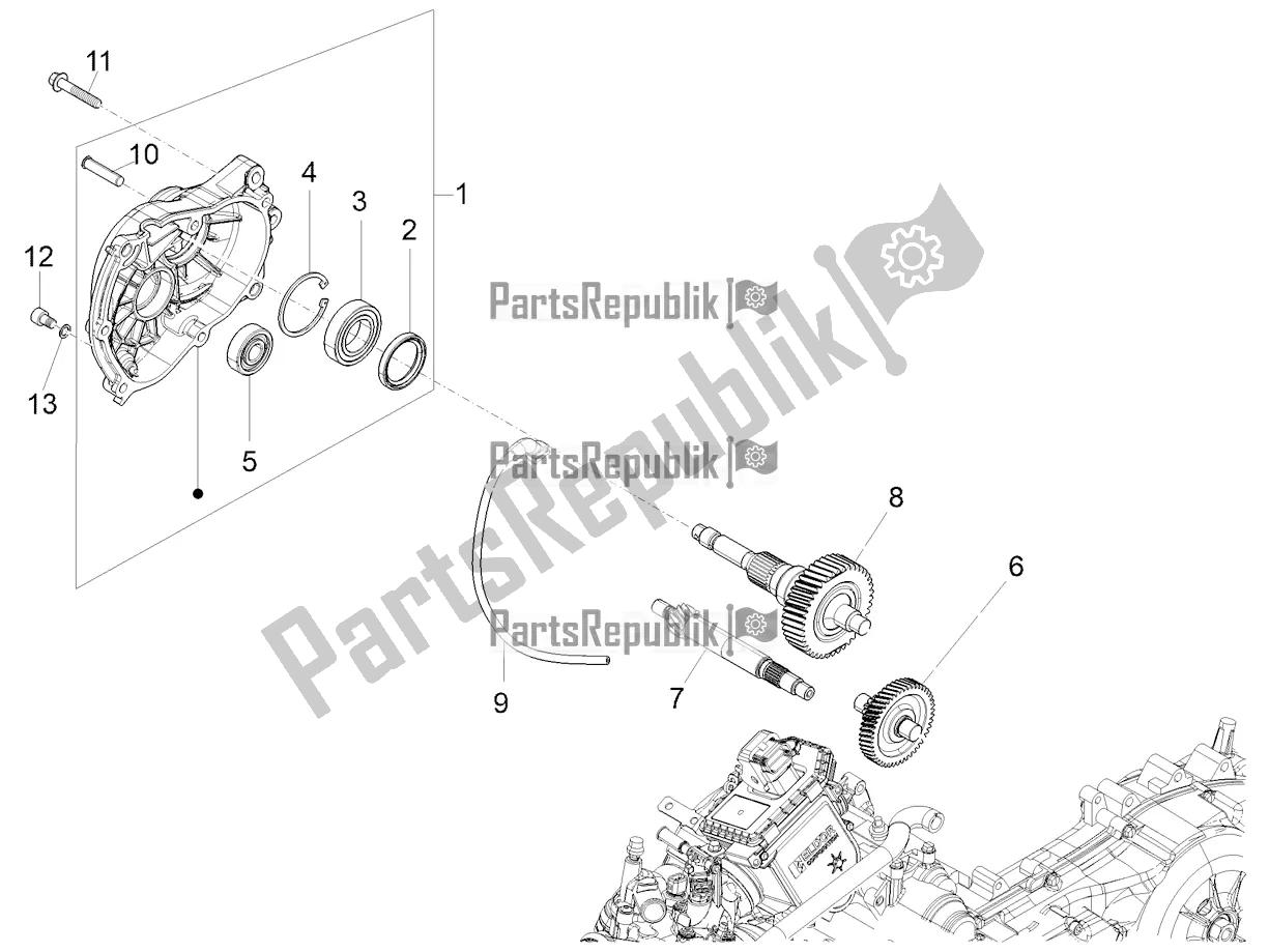 All parts for the Reduction Unit of the Vespa Sprint 50 25 KM/H 2020