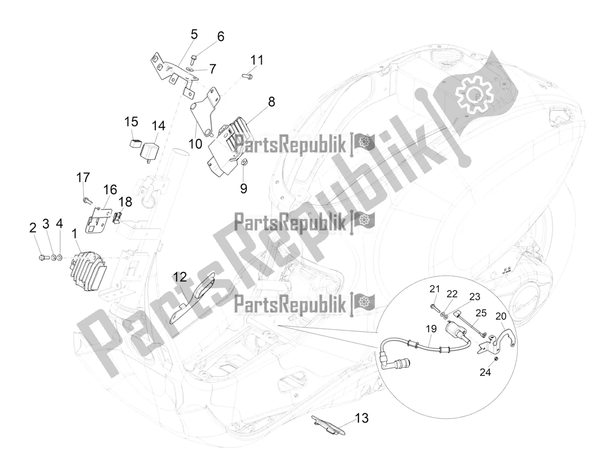 All parts for the Voltage Regulators - Electronic Control Units (ecu) - H. T. Coil of the Vespa Sprint 50 25 KM/H 2020