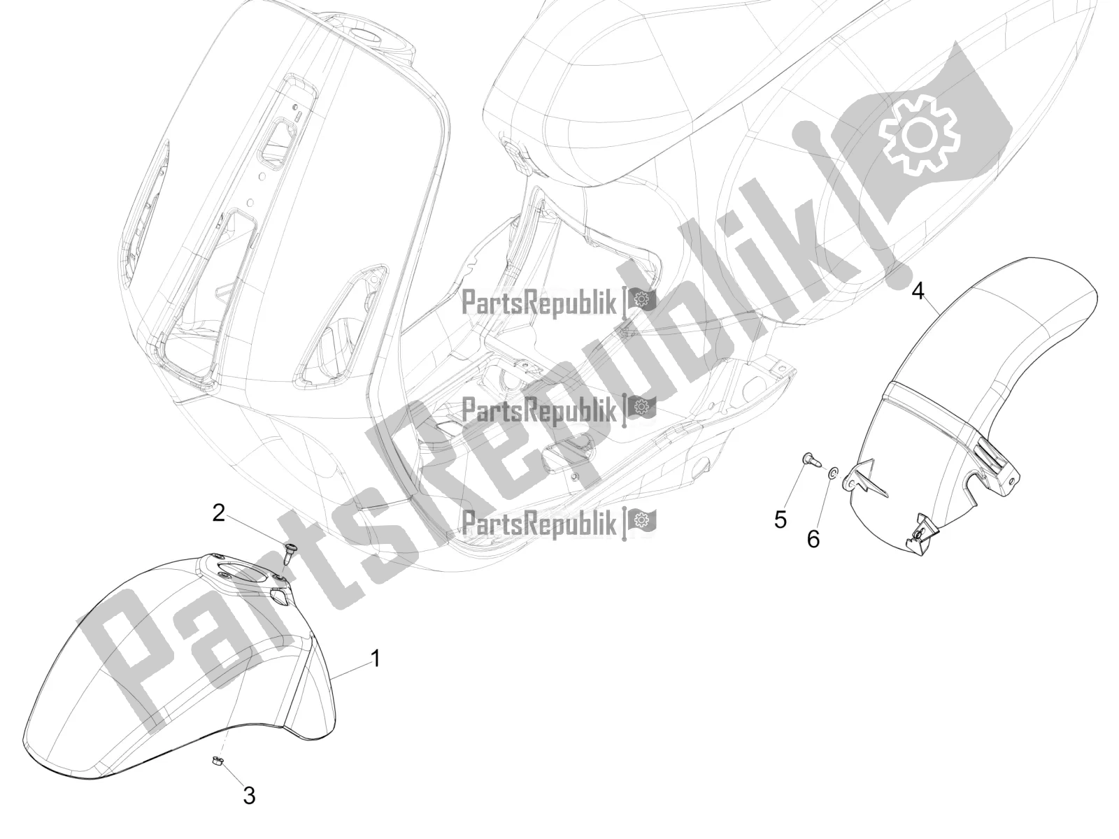 Toutes les pièces pour le Logement De Roue - Garde-boue du Vespa Sprint 50 25 KM/H 2020