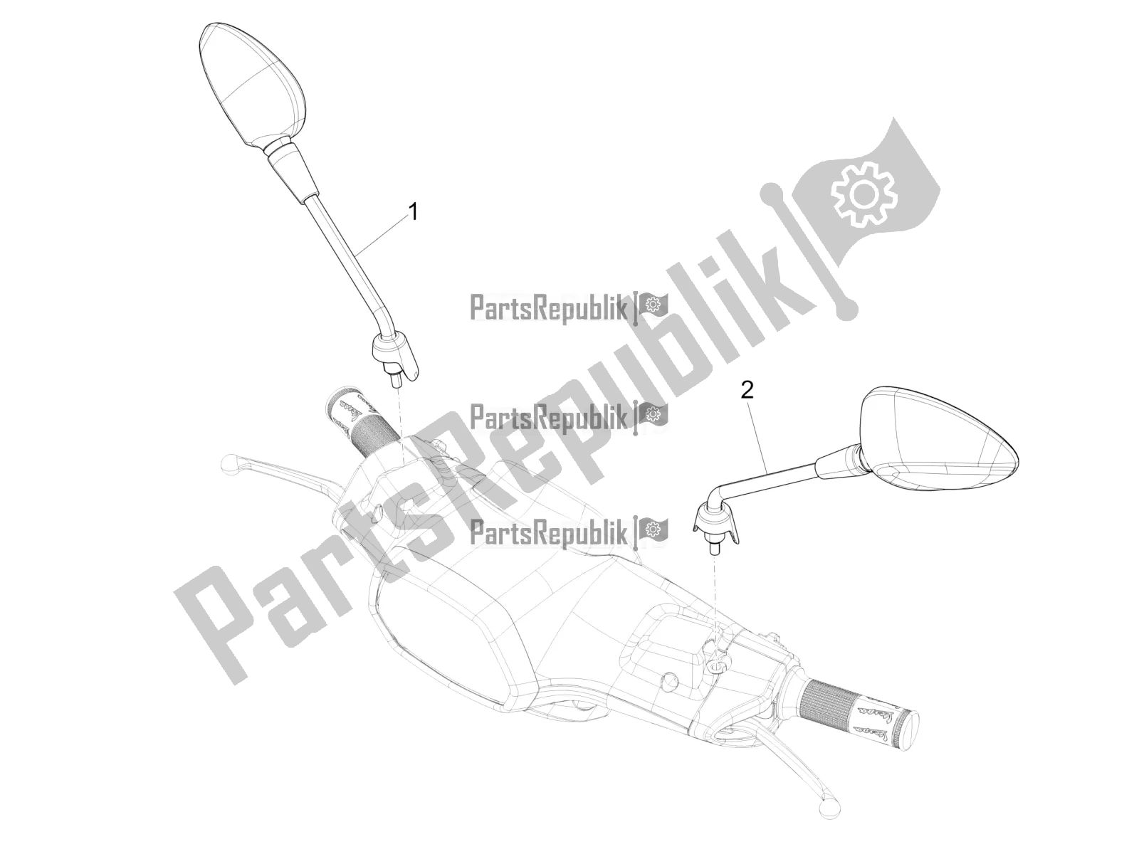 Toutes les pièces pour le Miroir (s) De Conduite du Vespa Sprint 50 25 KM/H 2021