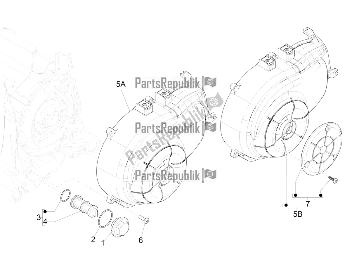 Toutes les pièces pour le Couvercle Magnéto Volant - Filtre à Huile du Vespa Sprint 50 25 KM/H 2021