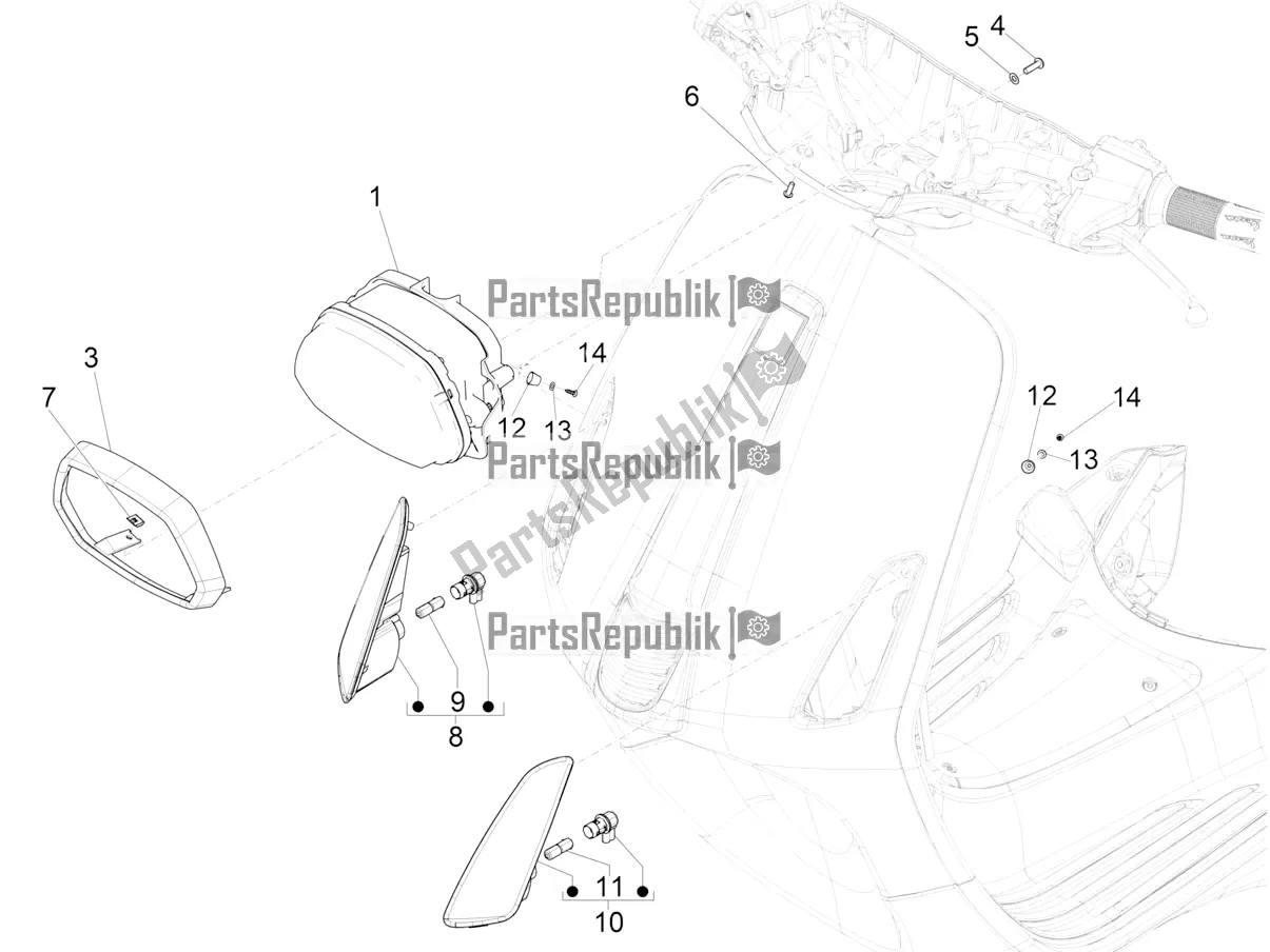 Toutes les pièces pour le Phares Avant - Clignotants du Vespa Sprint 50 25 KM/H 2021