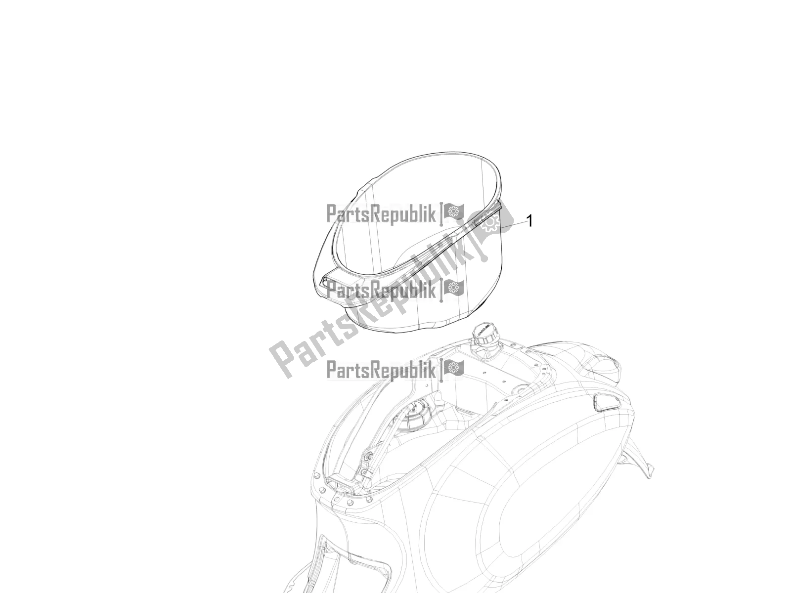 Alle onderdelen voor de Helmhuis - Onder Het Zadel van de Vespa Sprint 50 25 KM/H 2021