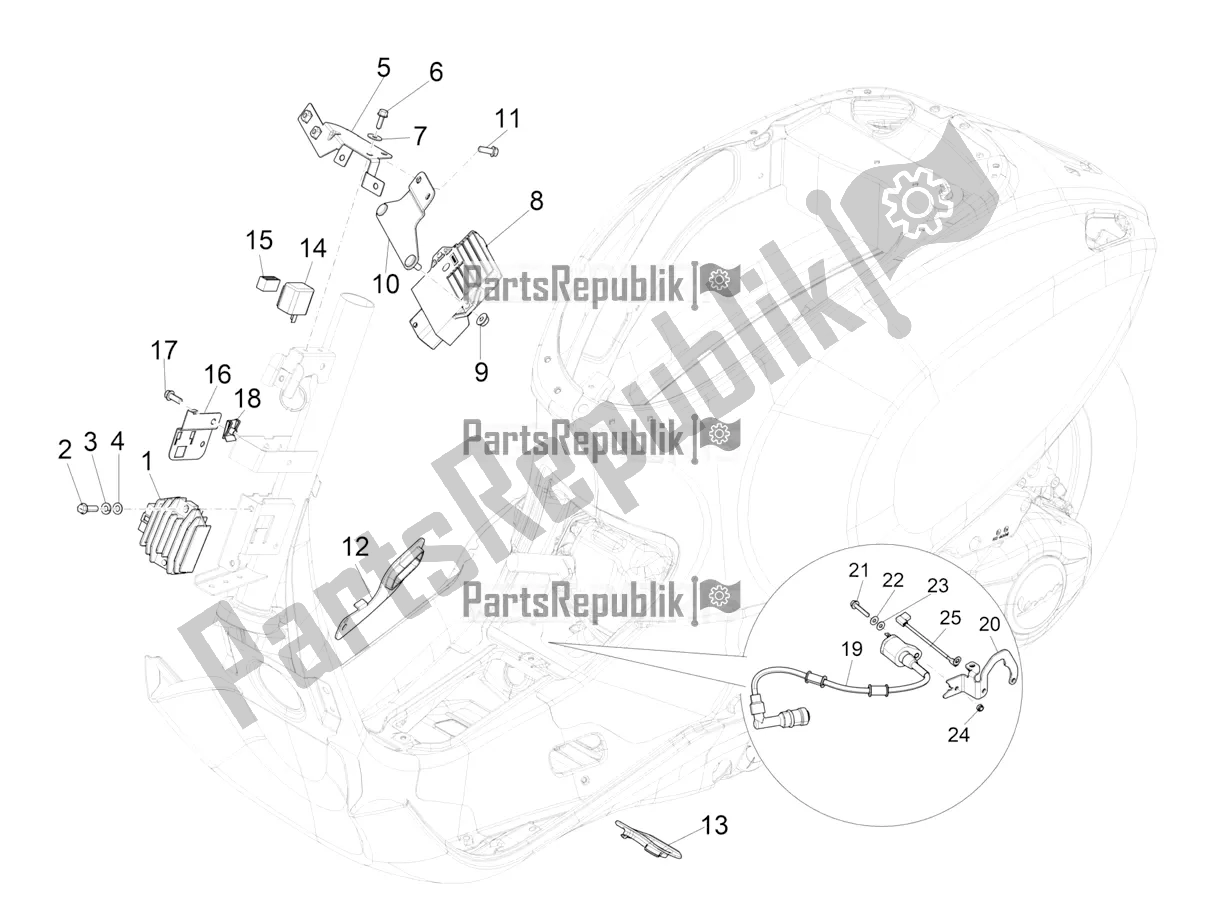 All parts for the Voltage Regulators - Electronic Control Units (ecu) - H. T. Coil of the Vespa Sprint 50 25 KM/H 2021
