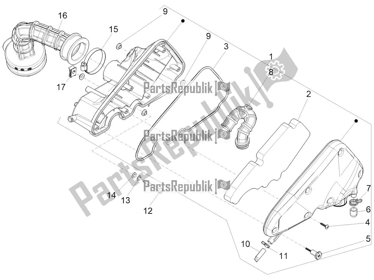 All parts for the Air Filter of the Vespa Sprint 50 25 KM/H 2022