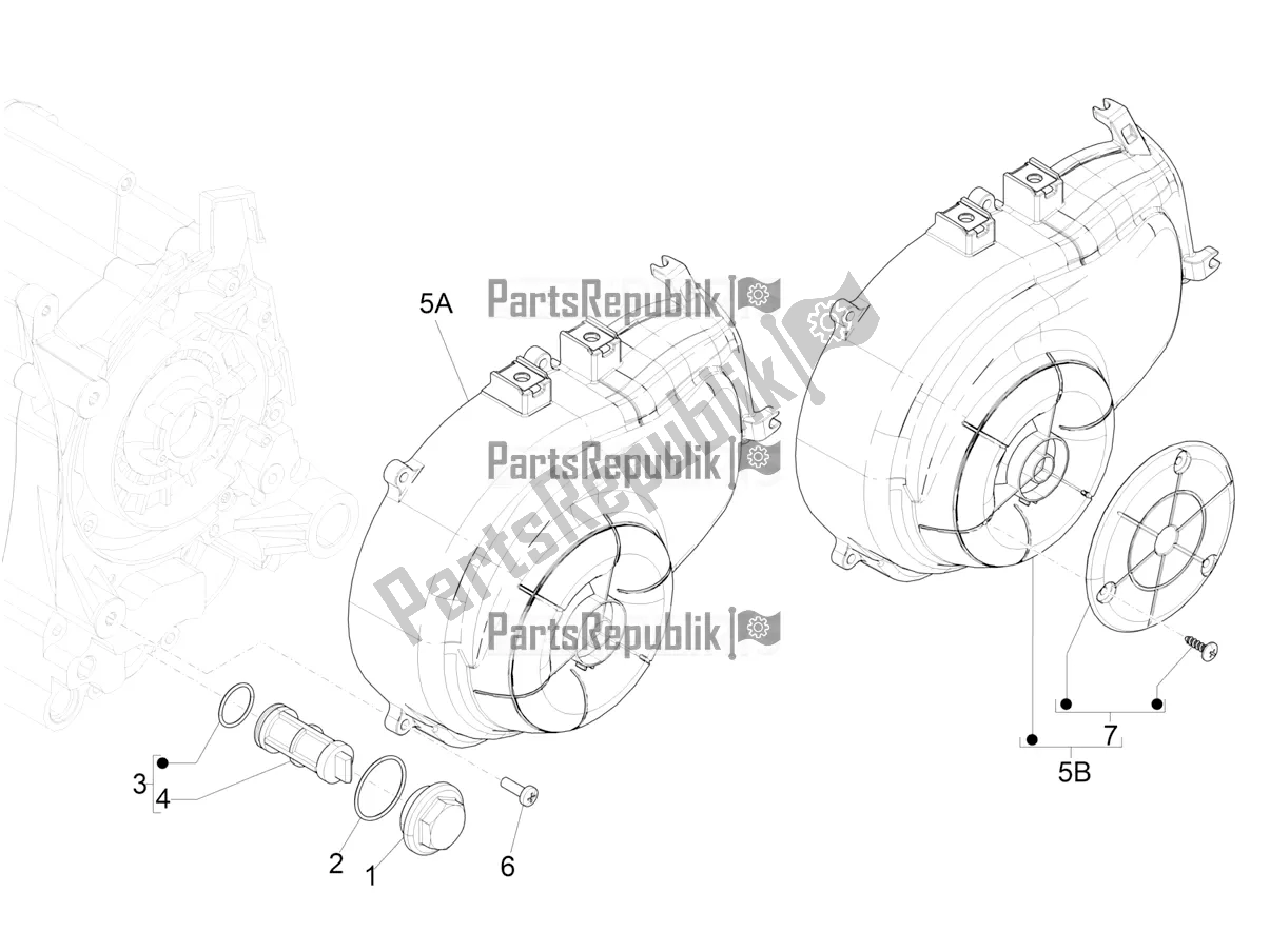 All parts for the Flywheel Magneto Cover - Oil Filter of the Vespa Sprint 50 25 KM/H 2022