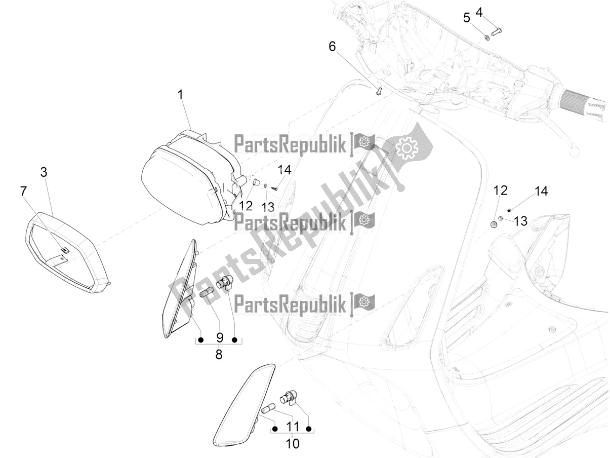 Toutes les pièces pour le Phares Avant - Clignotants du Vespa Sprint 50 25 KM/H 2022