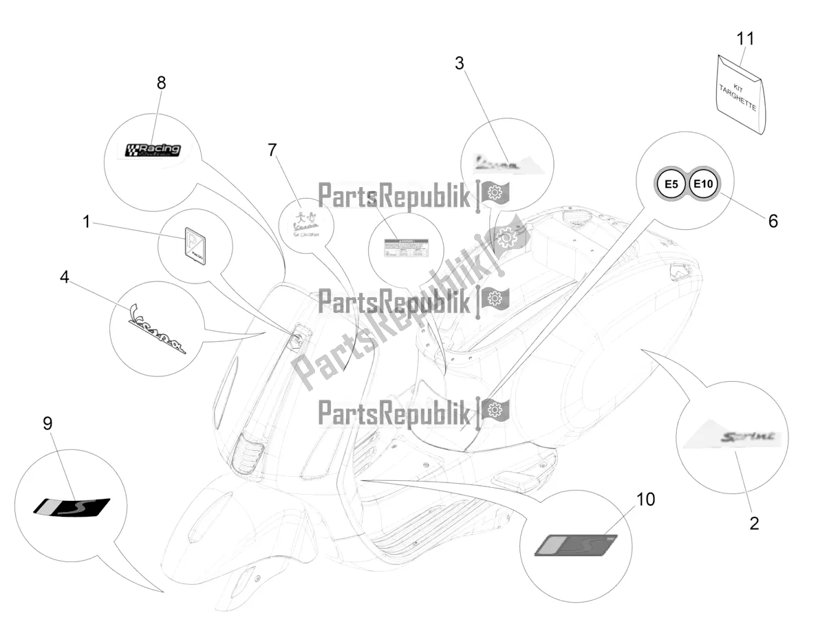 Toutes les pièces pour le Plaques - Emblèmes du Vespa Sprint 50 25 KM/H 2022