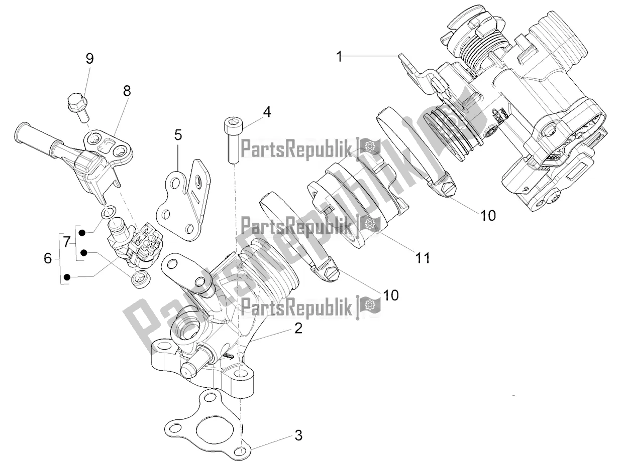 All parts for the Throttle Body - Injector - Induction Joint of the Vespa Sprint 50 25 KM/H 2022