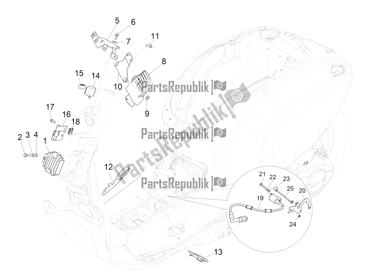 Toutes les pièces pour le Régulateurs De Tension - Unités De Commande électronique (ecu) - H. T. Bobine du Vespa Sprint 50 25 KM/H 2022