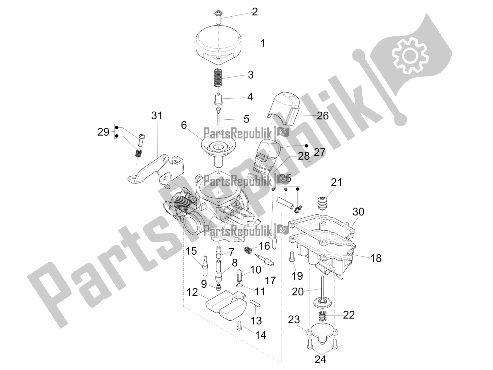 Toutes les pièces pour le Composants Du Carburateur du Vespa Sprint 50 2T 25 KM/H 2016