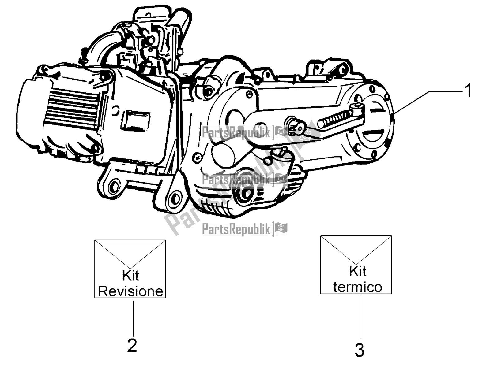 All parts for the Engine, Assembly of the Vespa Sprint 50 2T 25 KM/H 2016