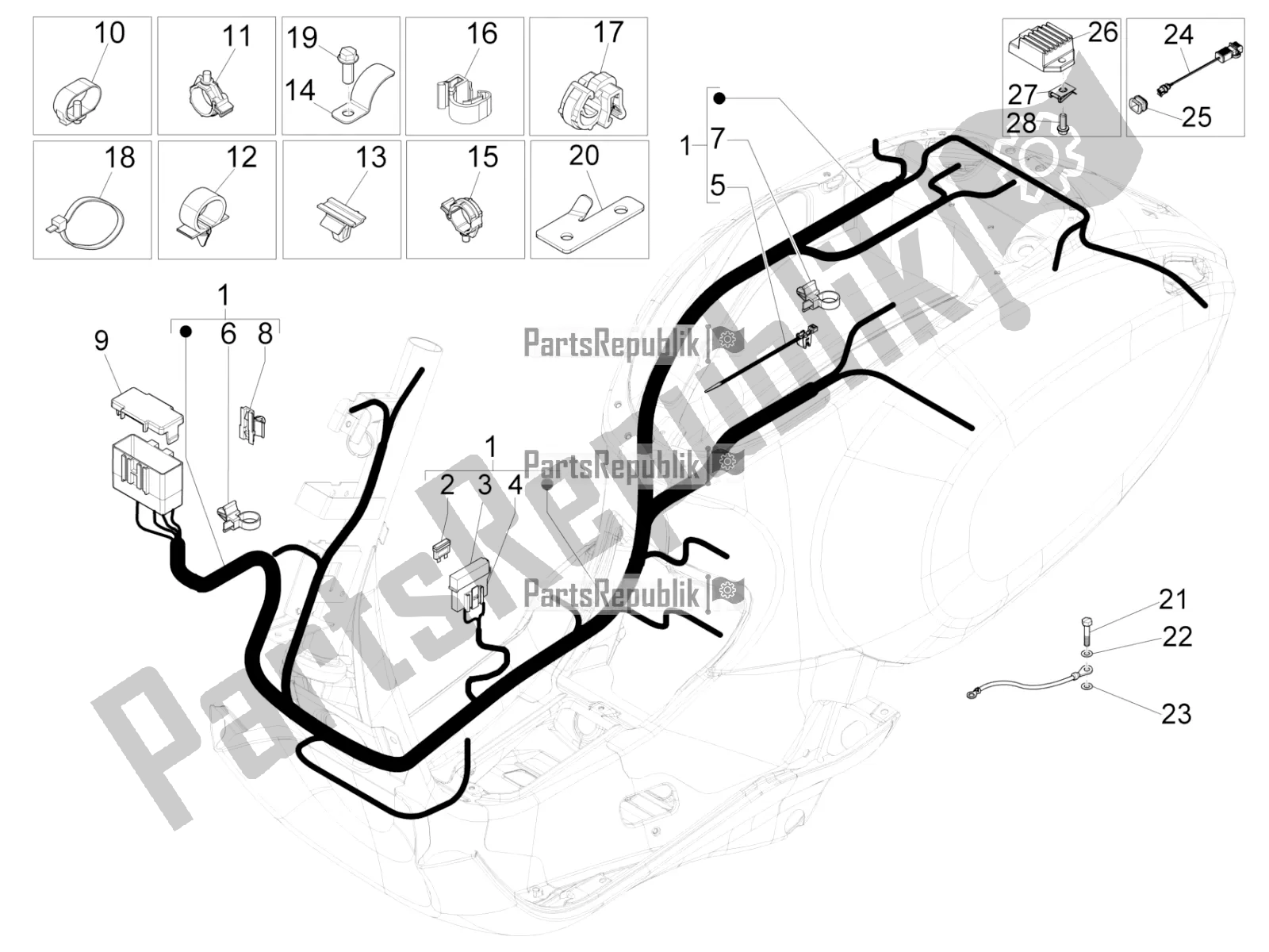 Todas las partes para Mazo De Cables Principal de Vespa Sprint 50 2T 25 KM/H 2016