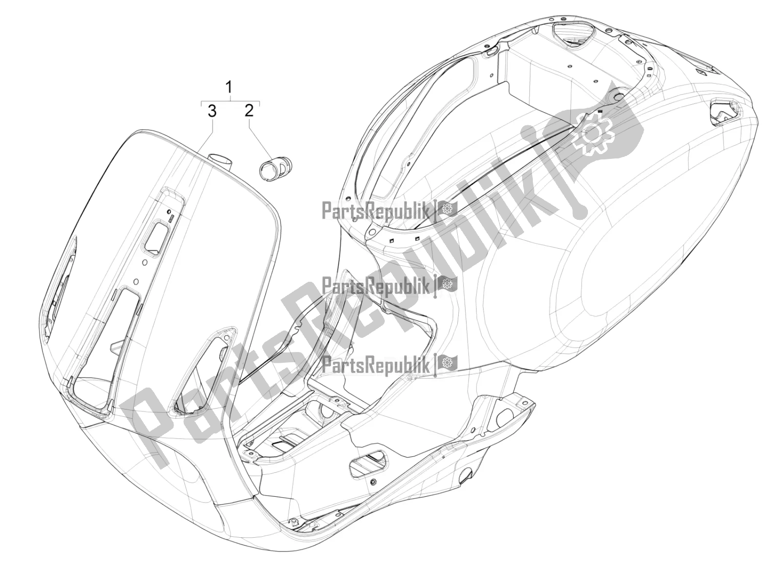 All parts for the Frame/bodywork of the Vespa Sprint 50 2T 25 KM/H 2017