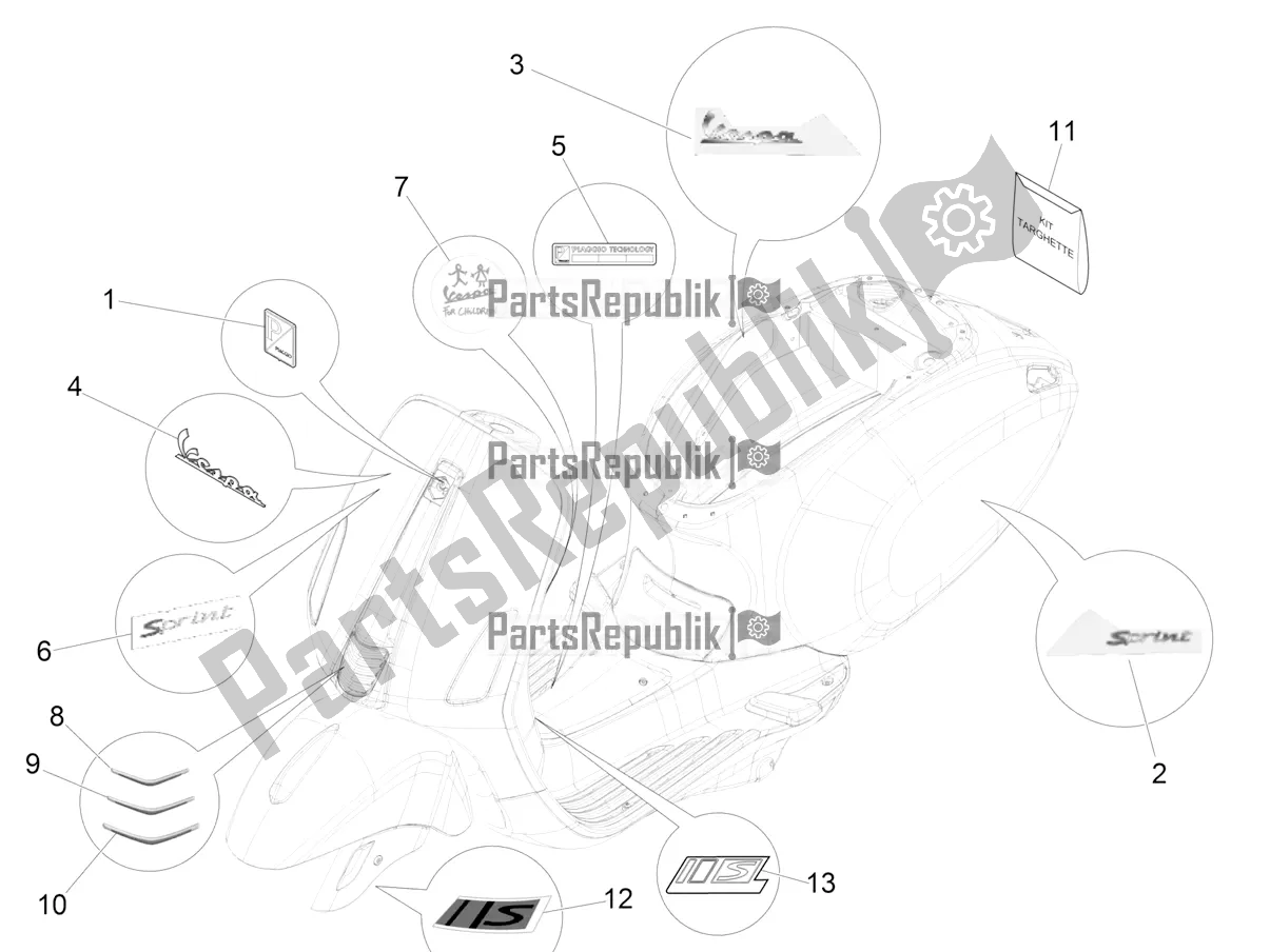 Todas las partes para Placas - Emblemas de Vespa Sprint 50 2T 25 KM/H 2017