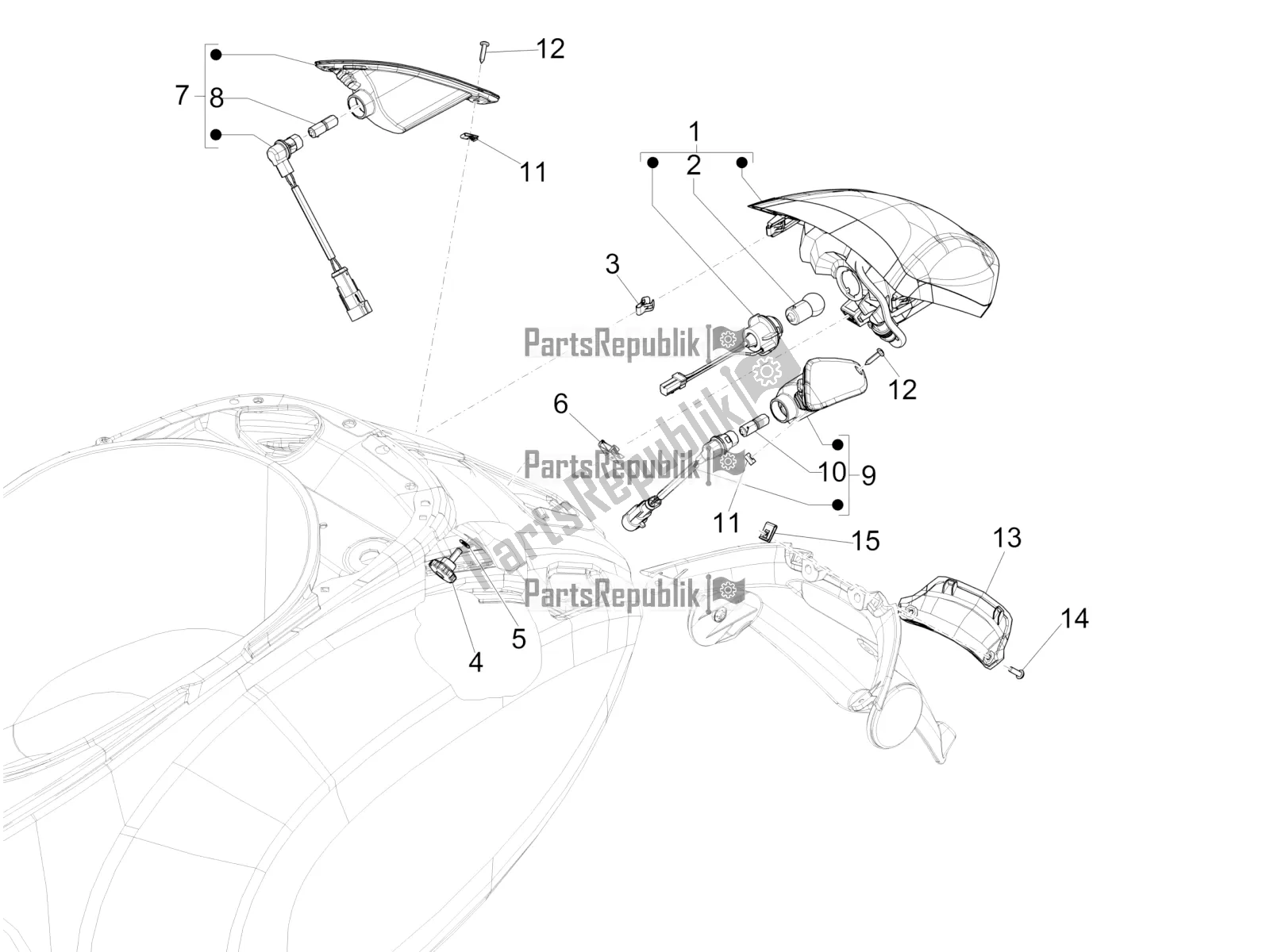 Todas las partes para Faros Traseros - Luces Intermitentes de Vespa Sprint 50 2T 25 KM/H 2017