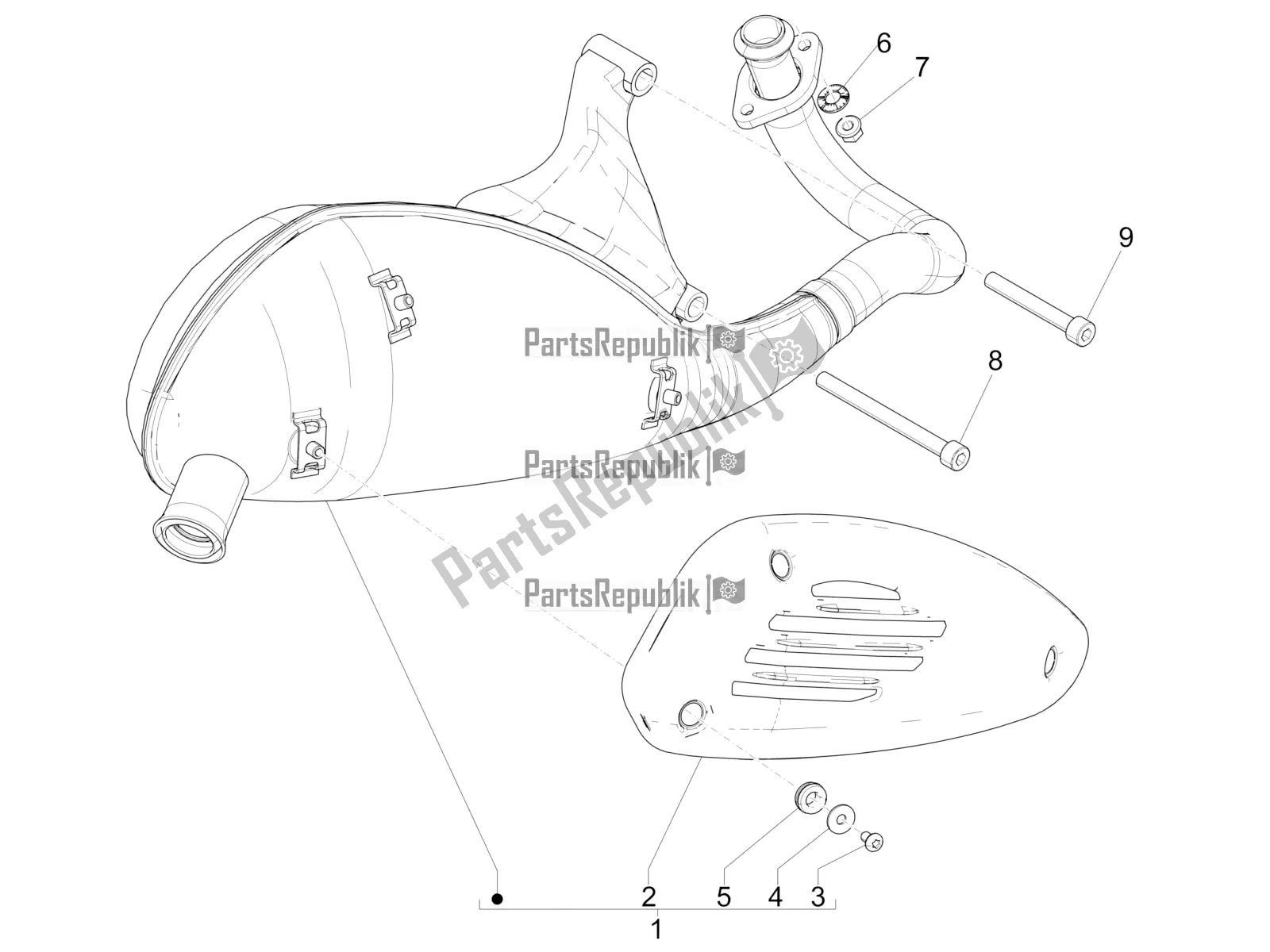 Toutes les pièces pour le Silencieux du Vespa Sprint 50 2T 25 KM/H 2017