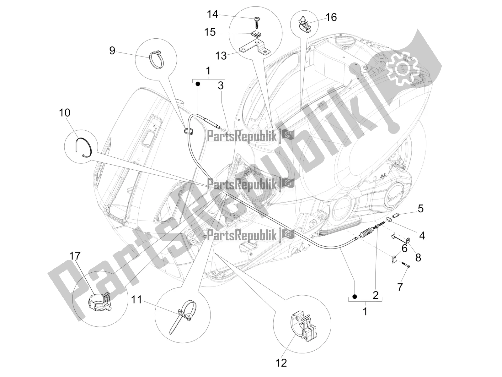 All parts for the Transmissions of the Vespa Sprint 50 2T 25 KM/H 2017