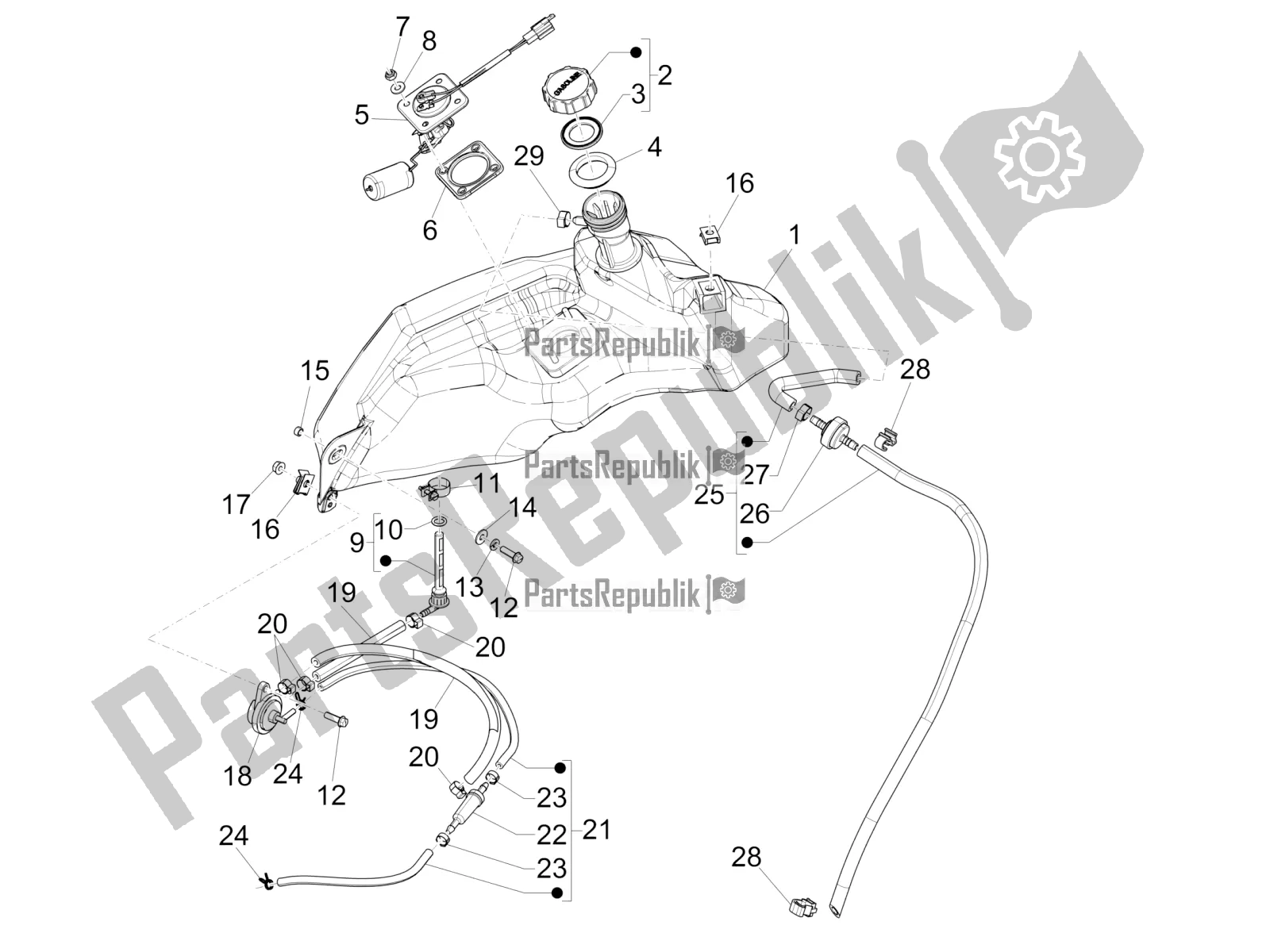 Toutes les pièces pour le Réservoir D'essence du Vespa Sprint 50 2T 25 KM/H 2018