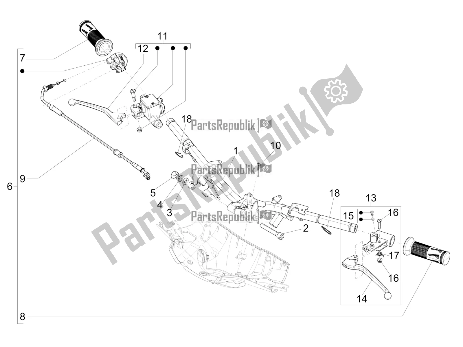 Todas las partes para Manillar - Master Cil. De Vespa Sprint 50 2T 25 KM/H 2018